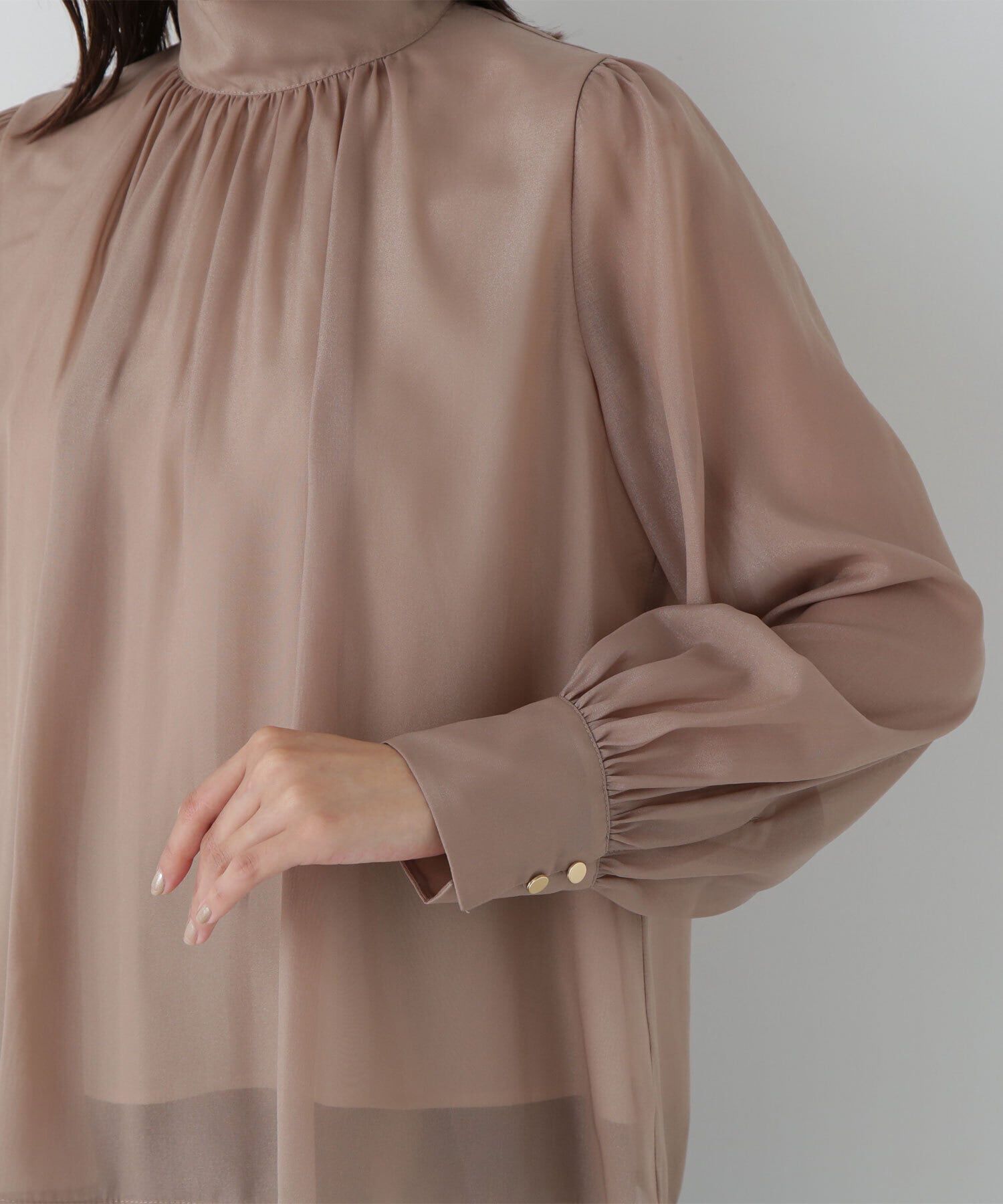  「ハイネックボリュームシアーブラウス」|シャツ・ブラウス|