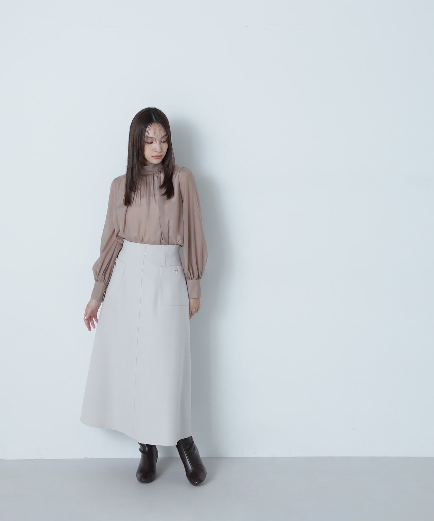  「ハイネックボリュームシアーブラウス」|シャツ・ブラウス|