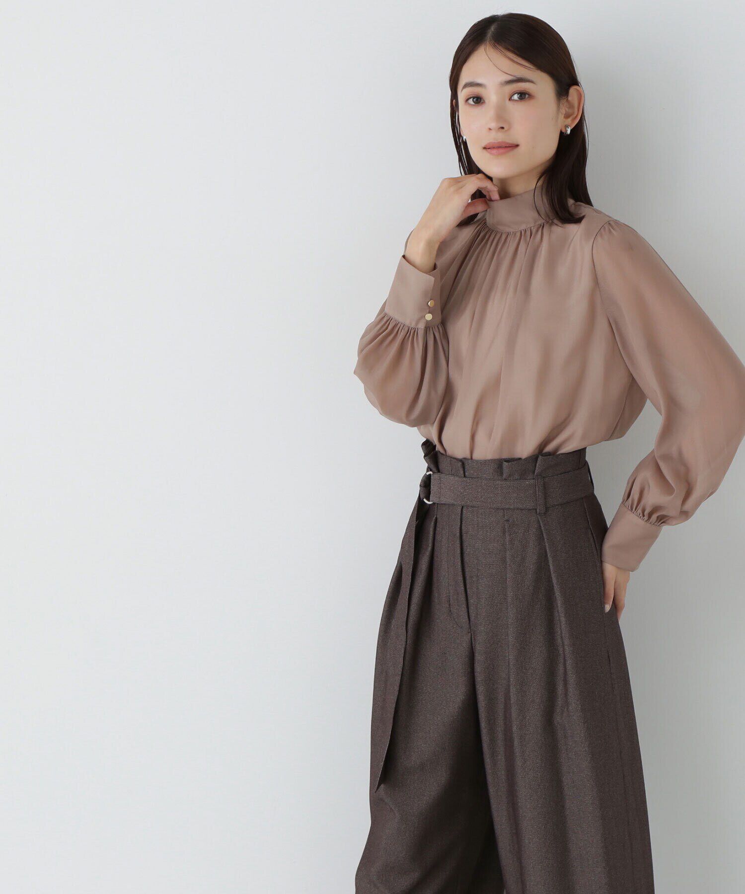 「ハイネックボリュームシアーブラウス」|シャツ・ブラウス|