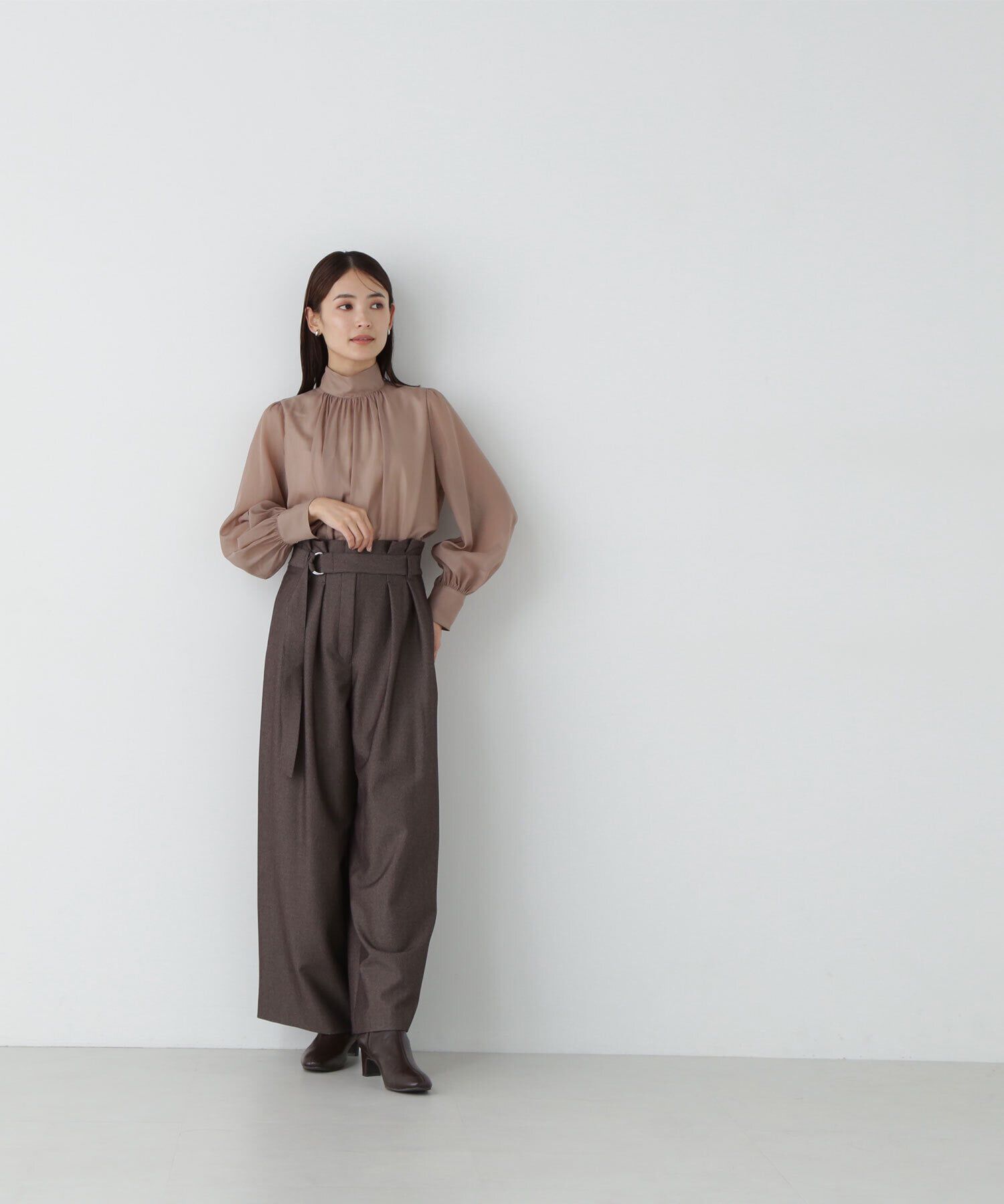  「ハイネックボリュームシアーブラウス」|シャツ・ブラウス|