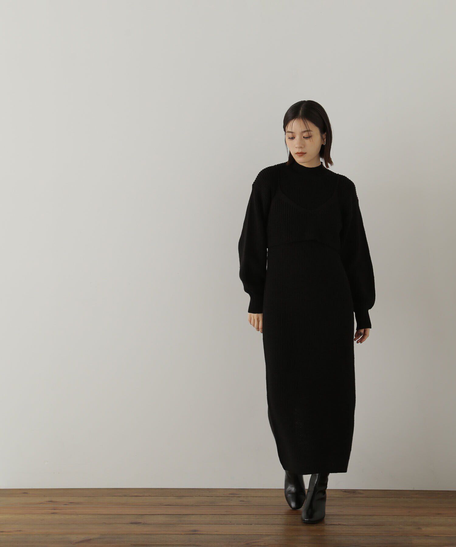  「コンパクトビスチェニットワンピース」|ワンピース|