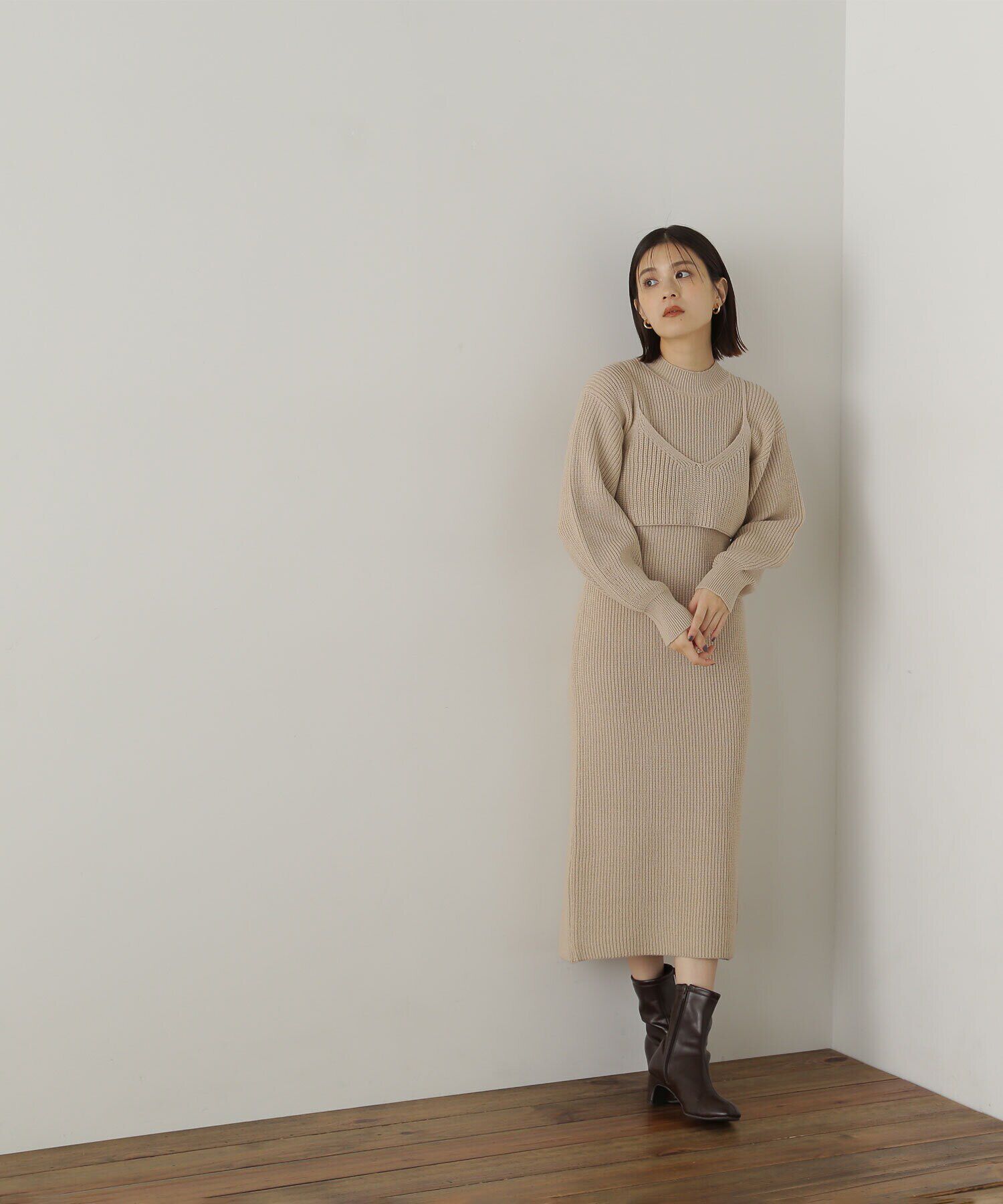  「コンパクトビスチェニットワンピース」|ワンピース|