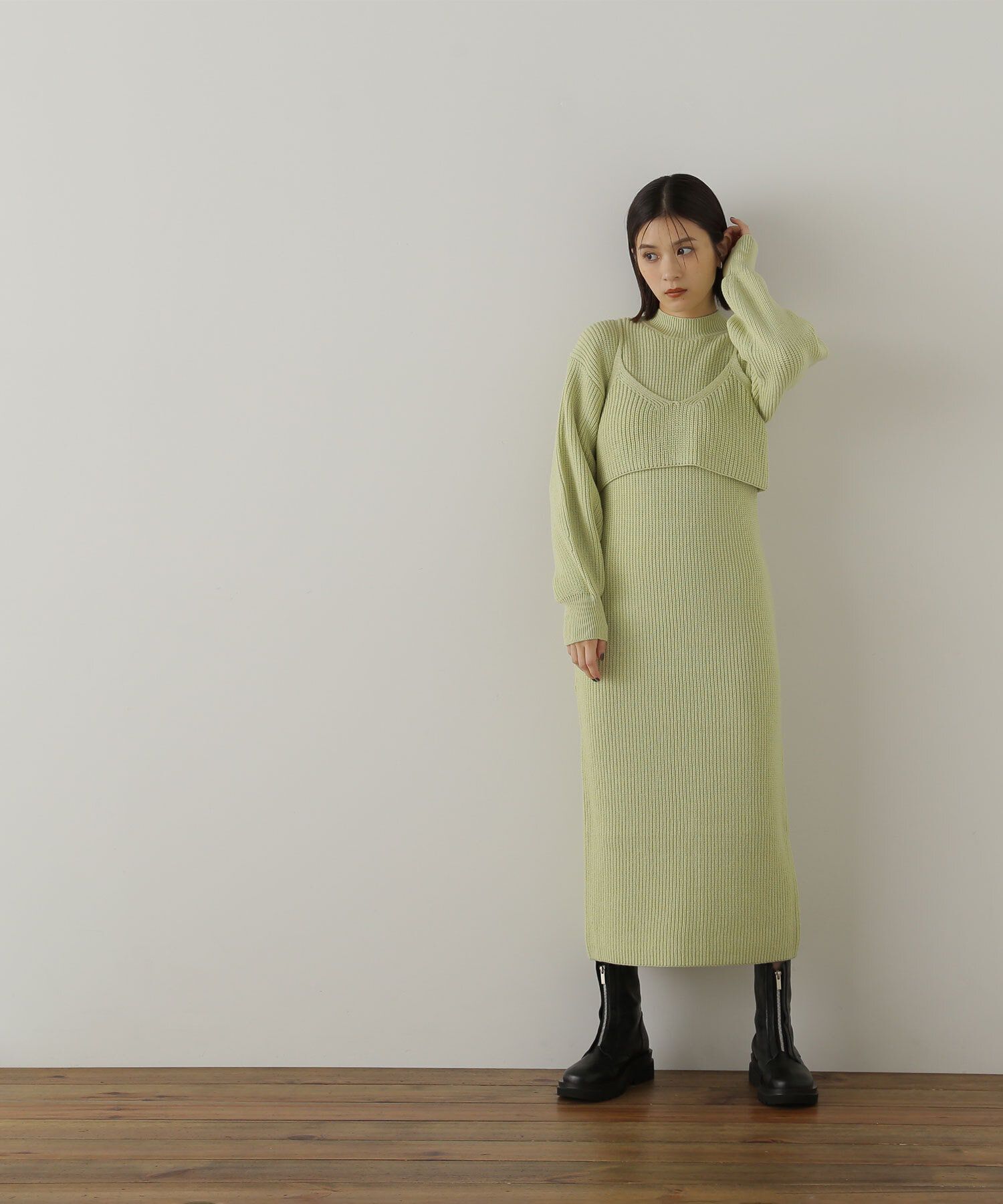  「コンパクトビスチェニットワンピース」|ワンピース|