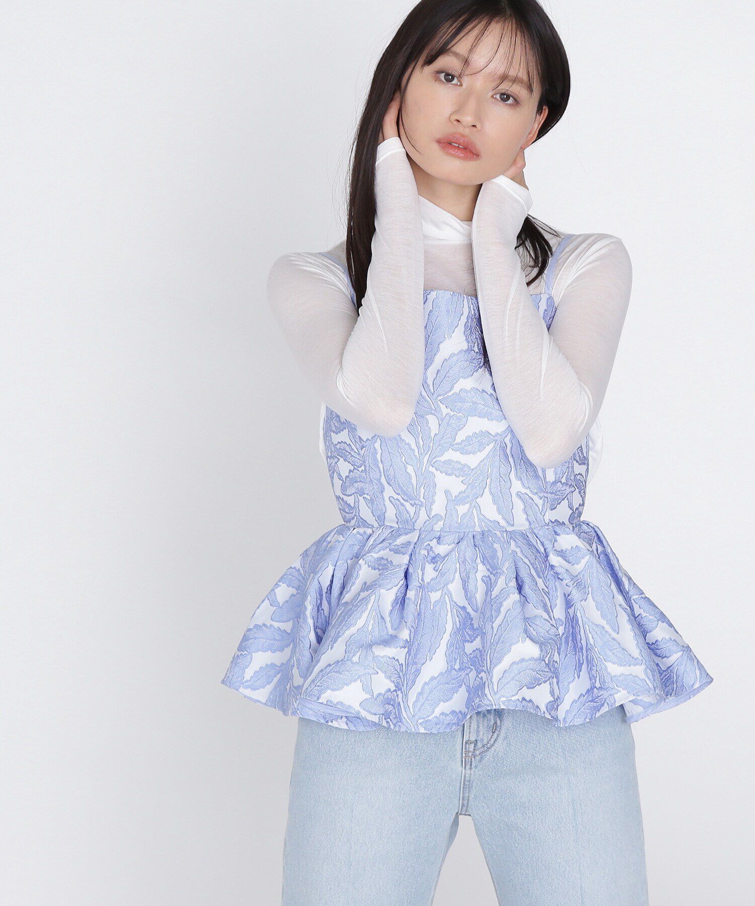  「ジャガードフォルムビスチェ」|シャツ・ブラウス|ブルー系2