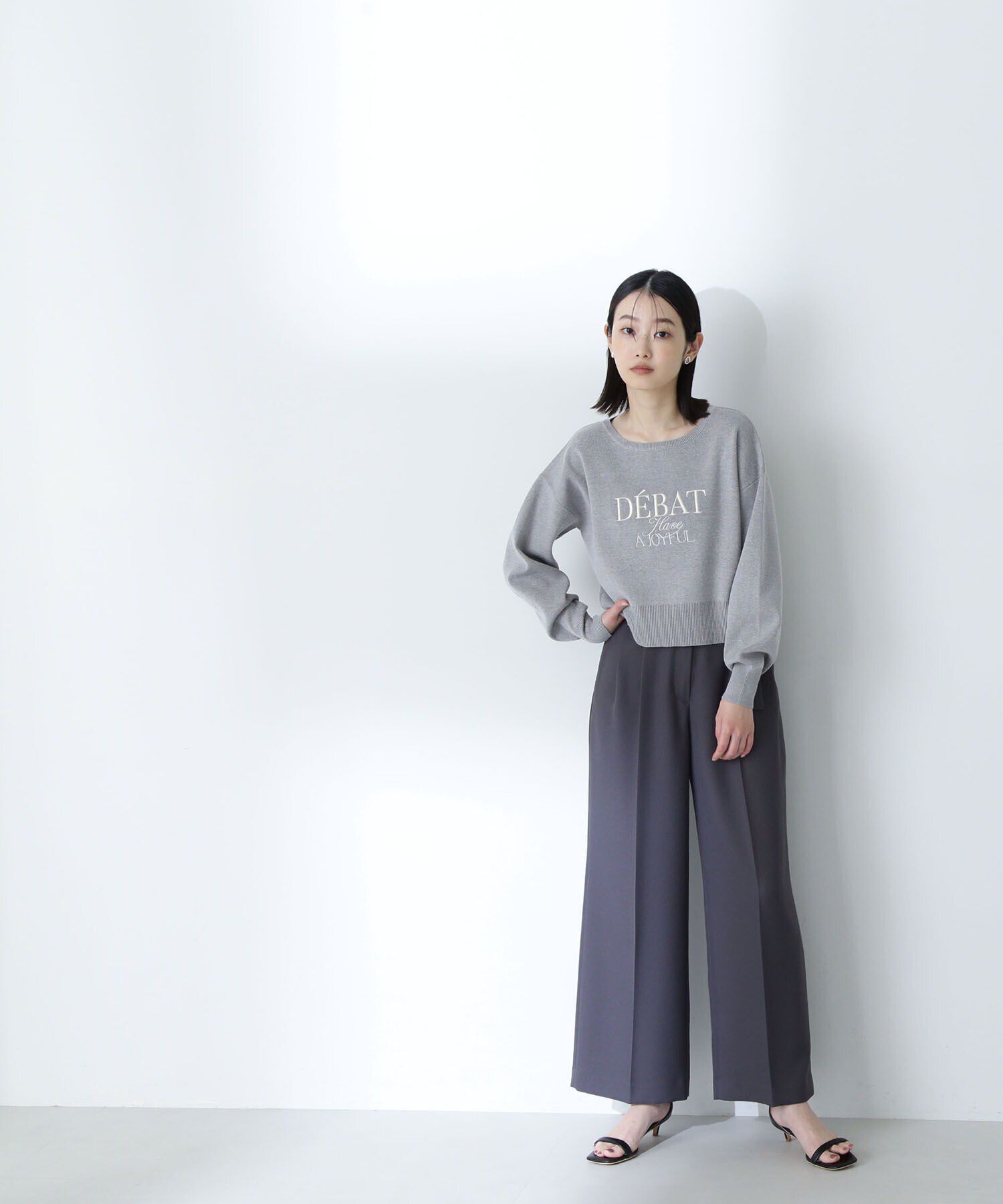  「クロップド刺繍ロゴニット」|ニット・セーター|