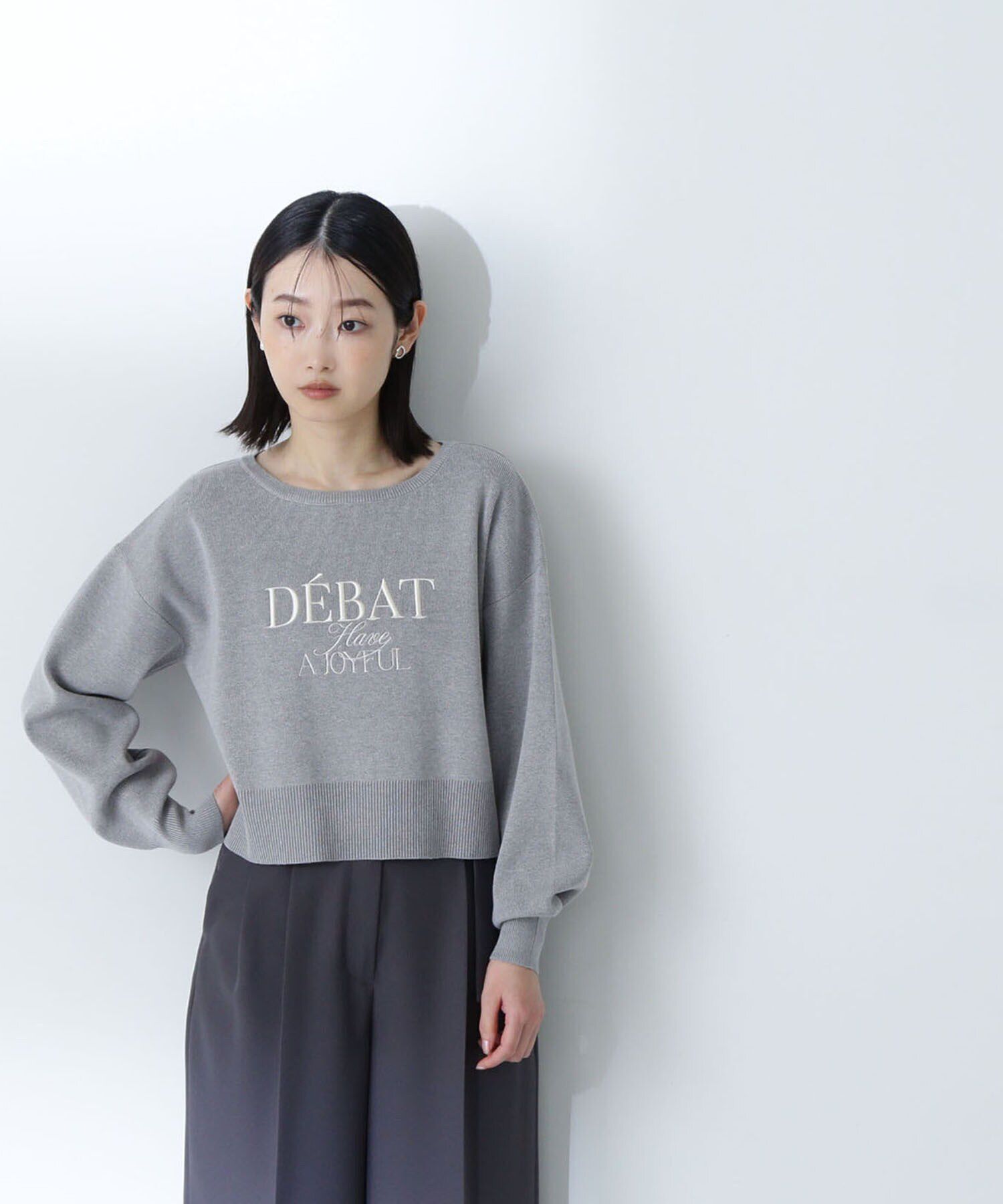  「クロップド刺繍ロゴニット」|ニット・セーター|