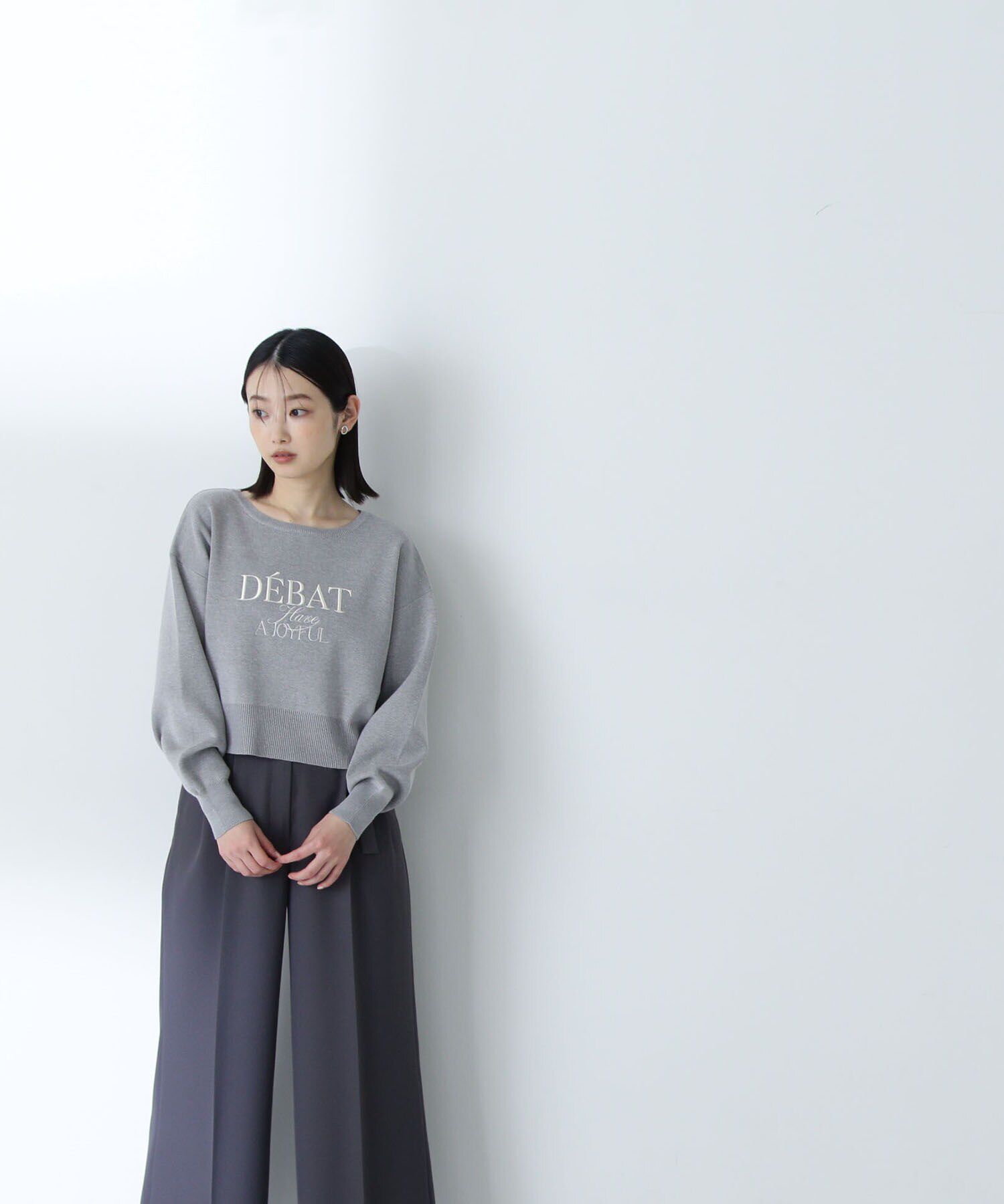  「クロップド刺繍ロゴニット」|ニット・セーター|