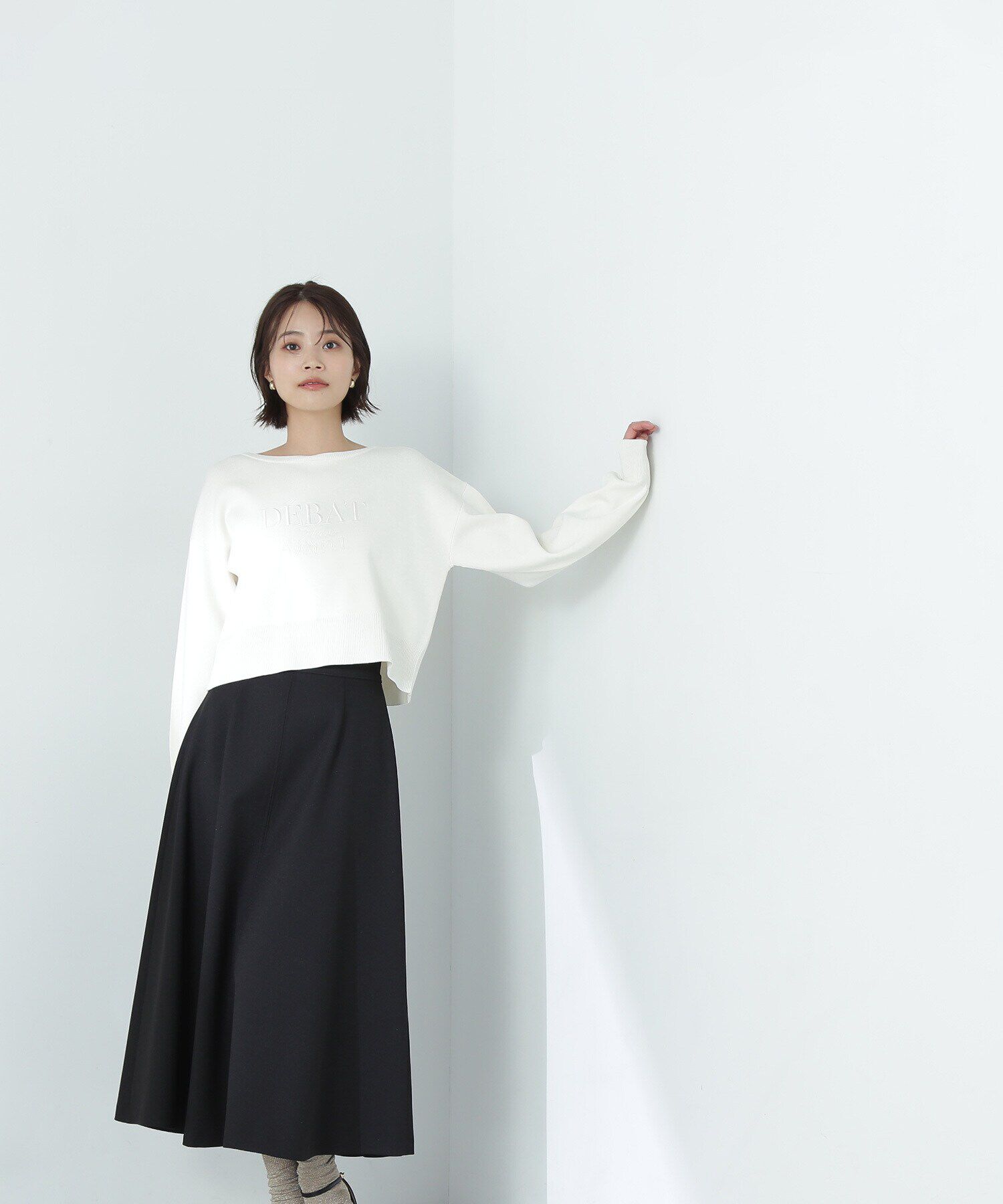  「クロップド刺繍ロゴニット」|ニット・セーター|