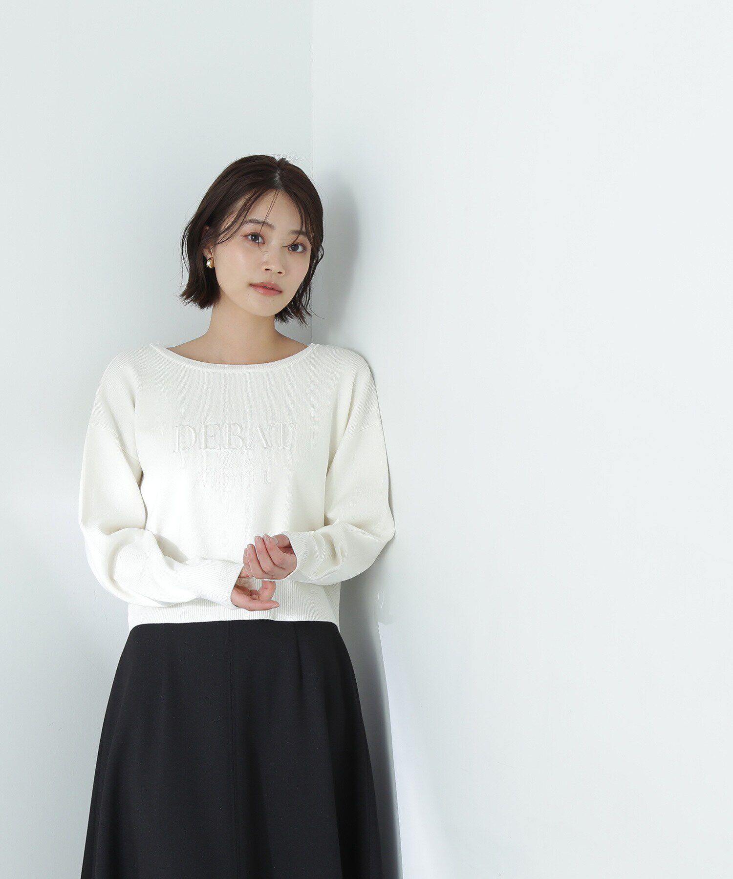  「クロップド刺繍ロゴニット」|ニット・セーター|