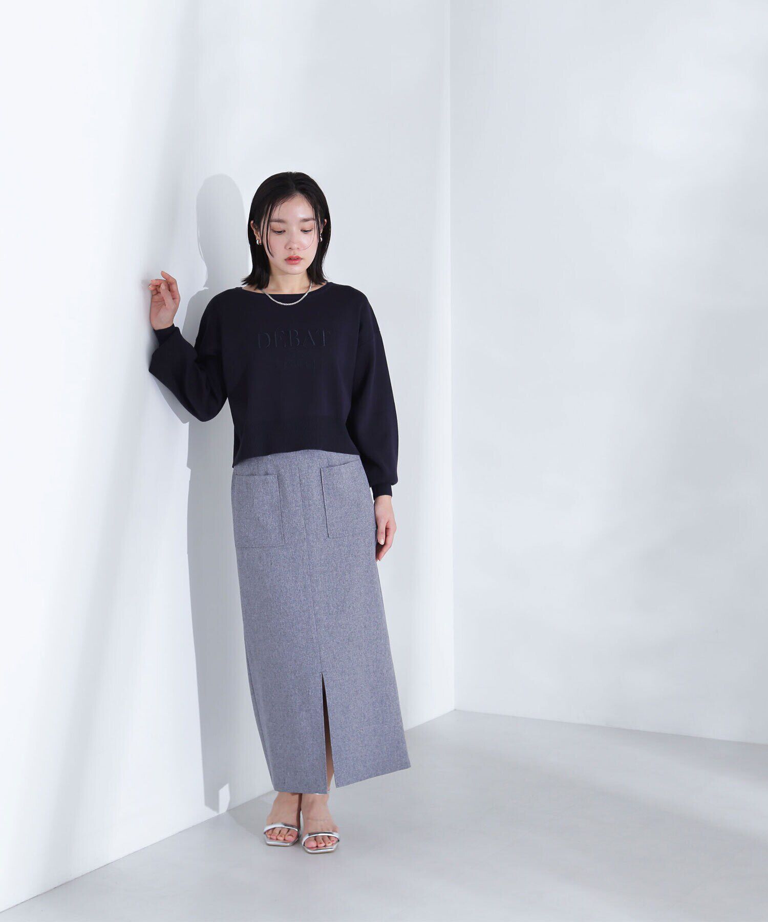  「クロップド刺繍ロゴニット」|ニット・セーター|