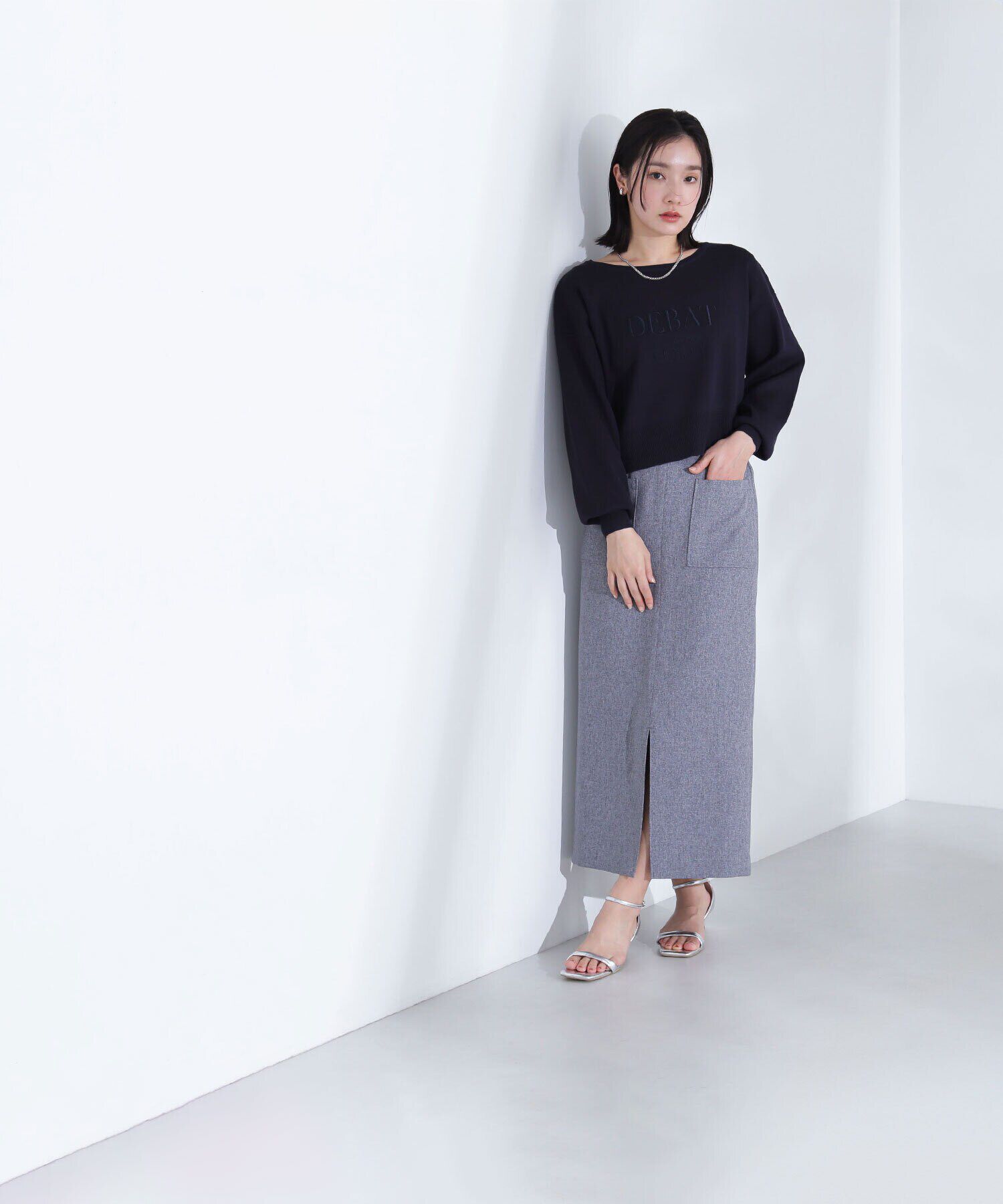  「クロップド刺繍ロゴニット」|ニット・セーター|