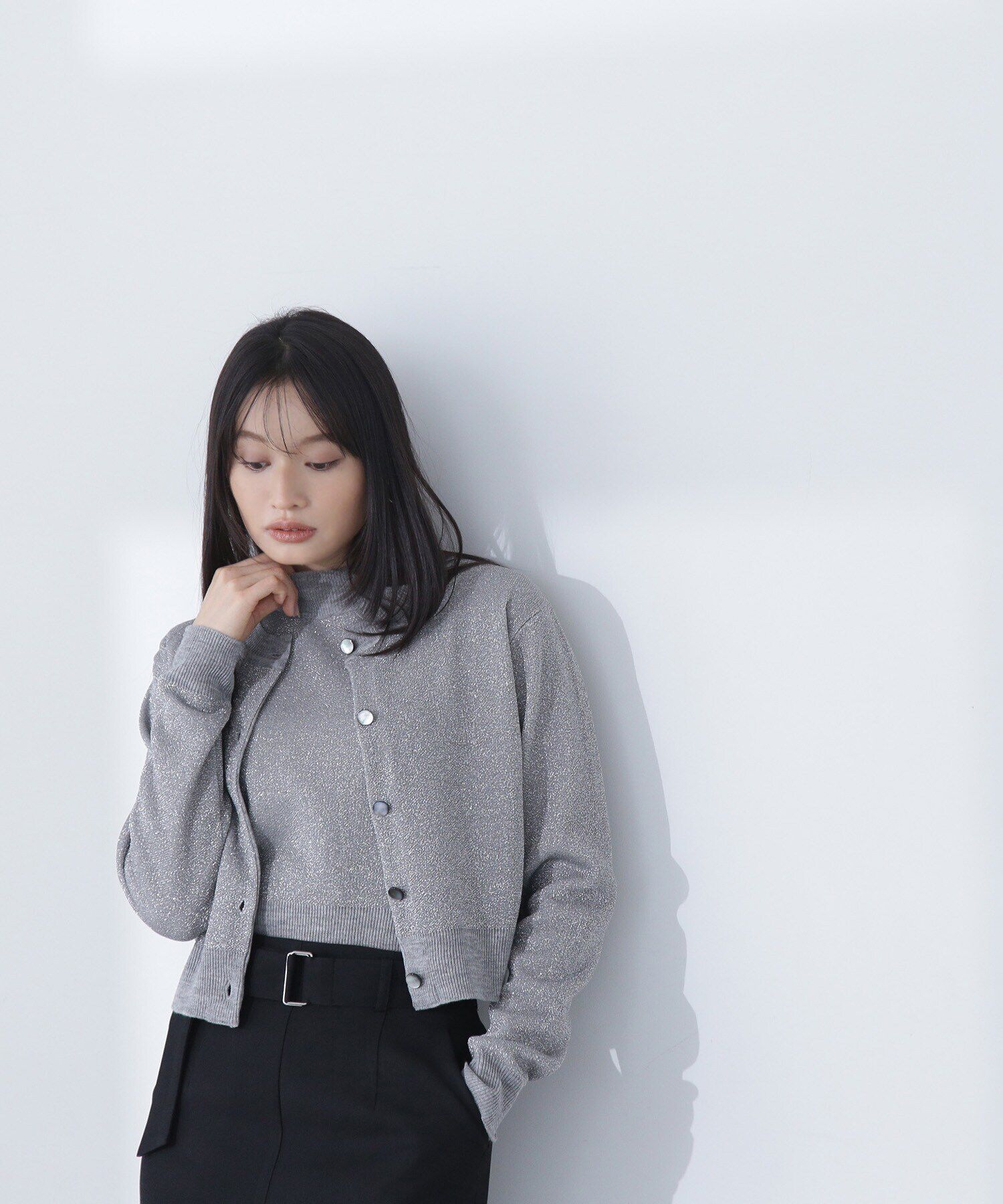  「クロップドラメジャガードアンサンブル」|ニット・セーター|