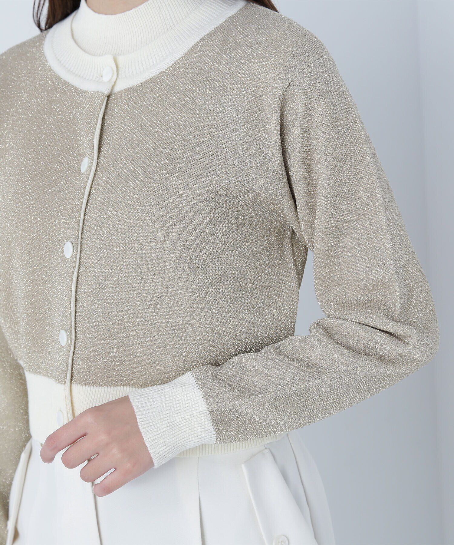  「クロップドラメジャガードアンサンブル」|ニット・セーター|