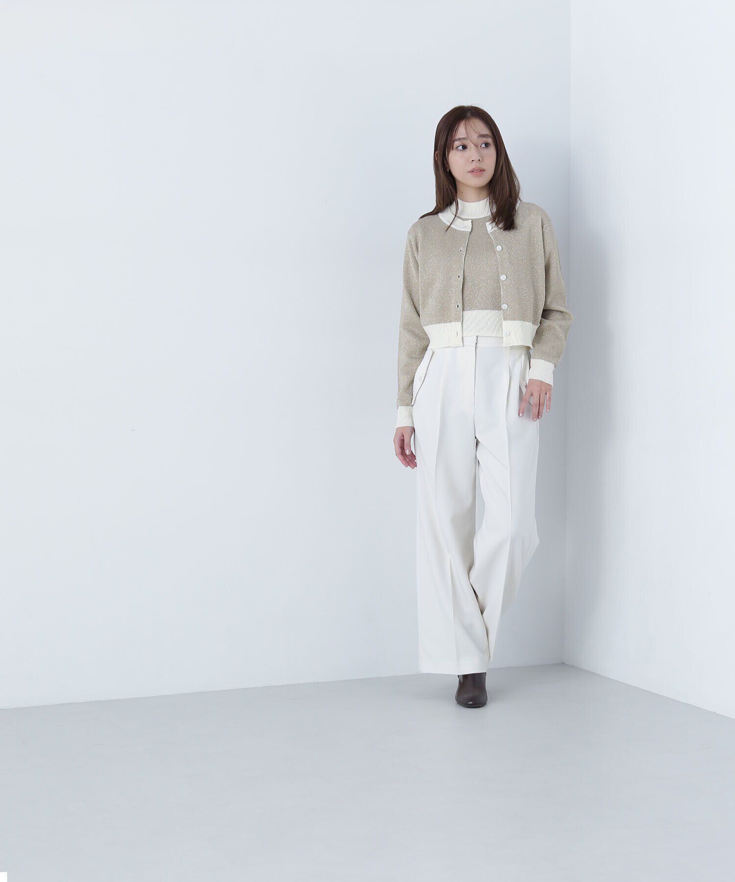  「クロップドラメジャガードアンサンブル」|ニット・セーター|