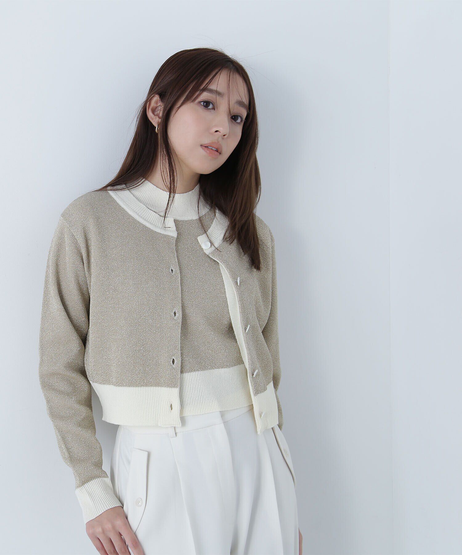  「クロップドラメジャガードアンサンブル」|ニット・セーター|