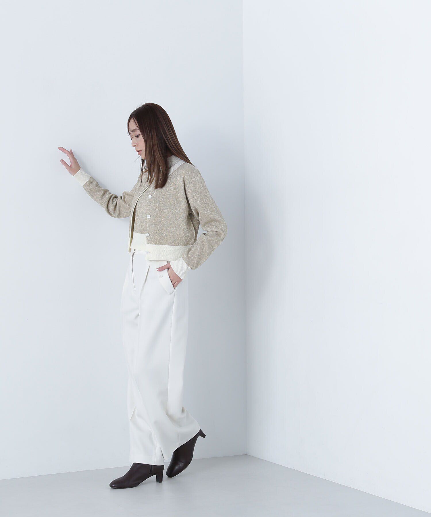  「クロップドラメジャガードアンサンブル」|ニット・セーター|