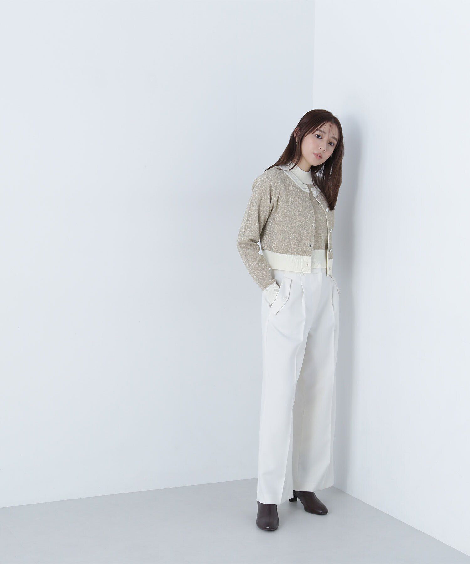  「クロップドラメジャガードアンサンブル」|ニット・セーター|