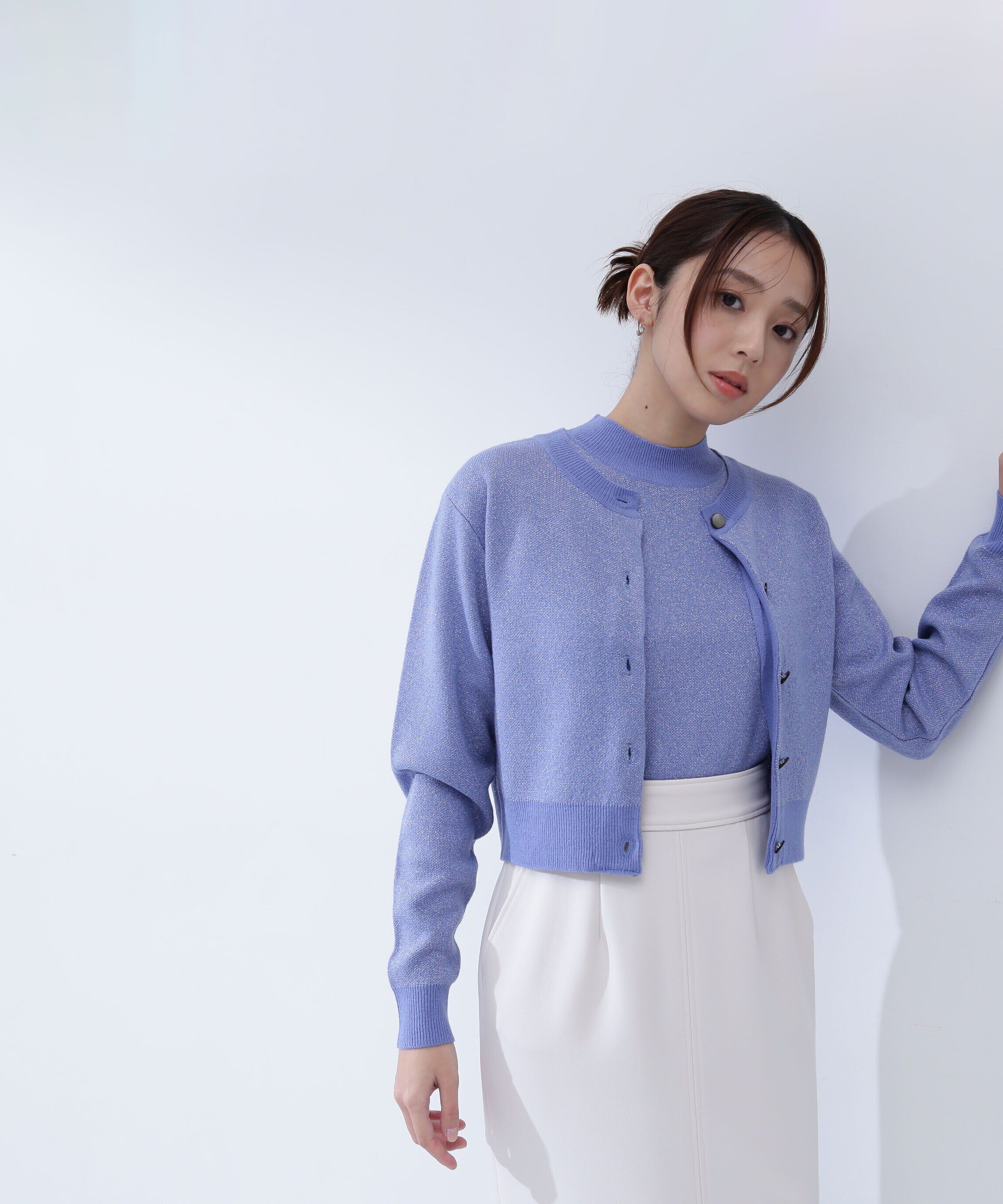  「クロップドラメジャガードアンサンブル」|ニット・セーター|