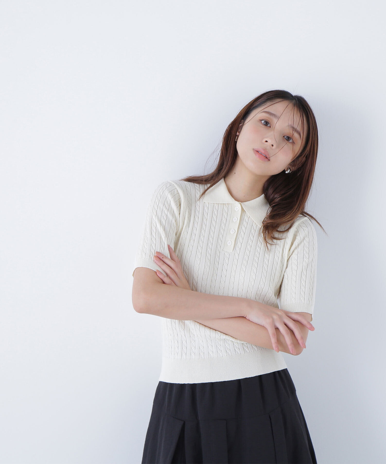  「ケーブルポロニット」|ニット・セーター|