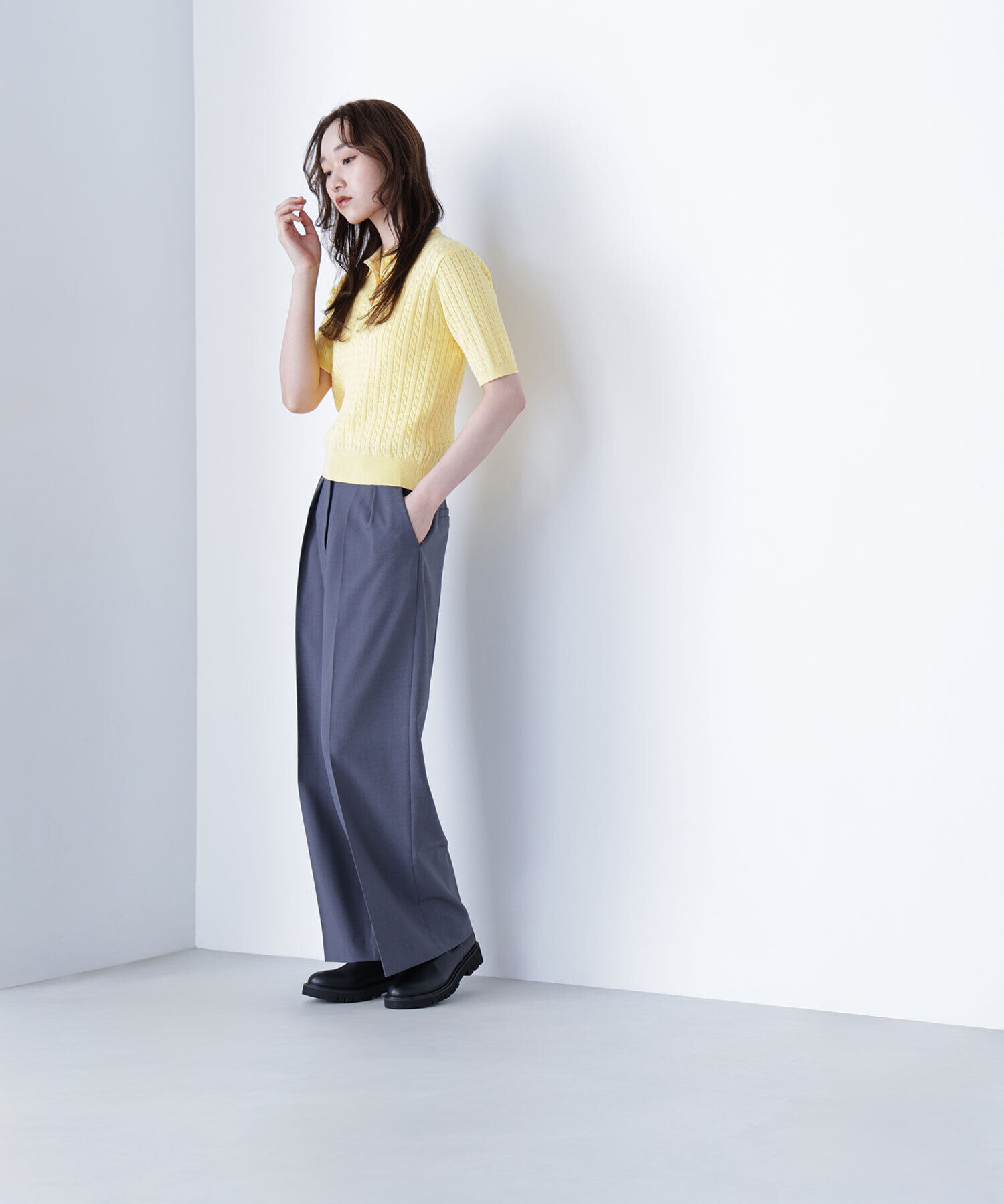  「ケーブルポロニット」|ニット・セーター|