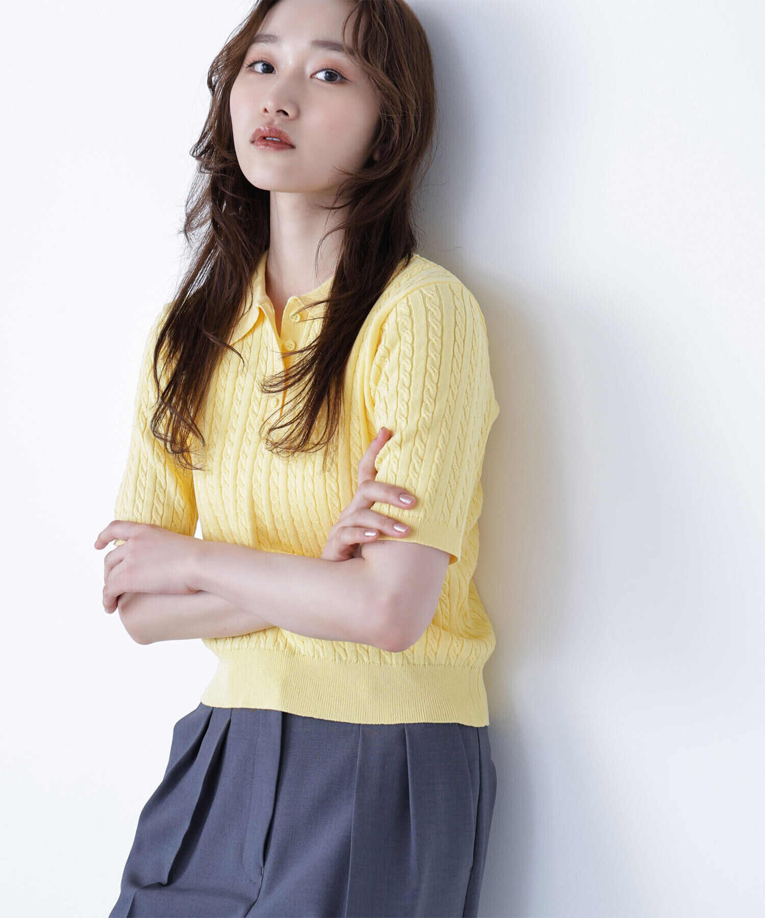  「ケーブルポロニット」|ニット・セーター|