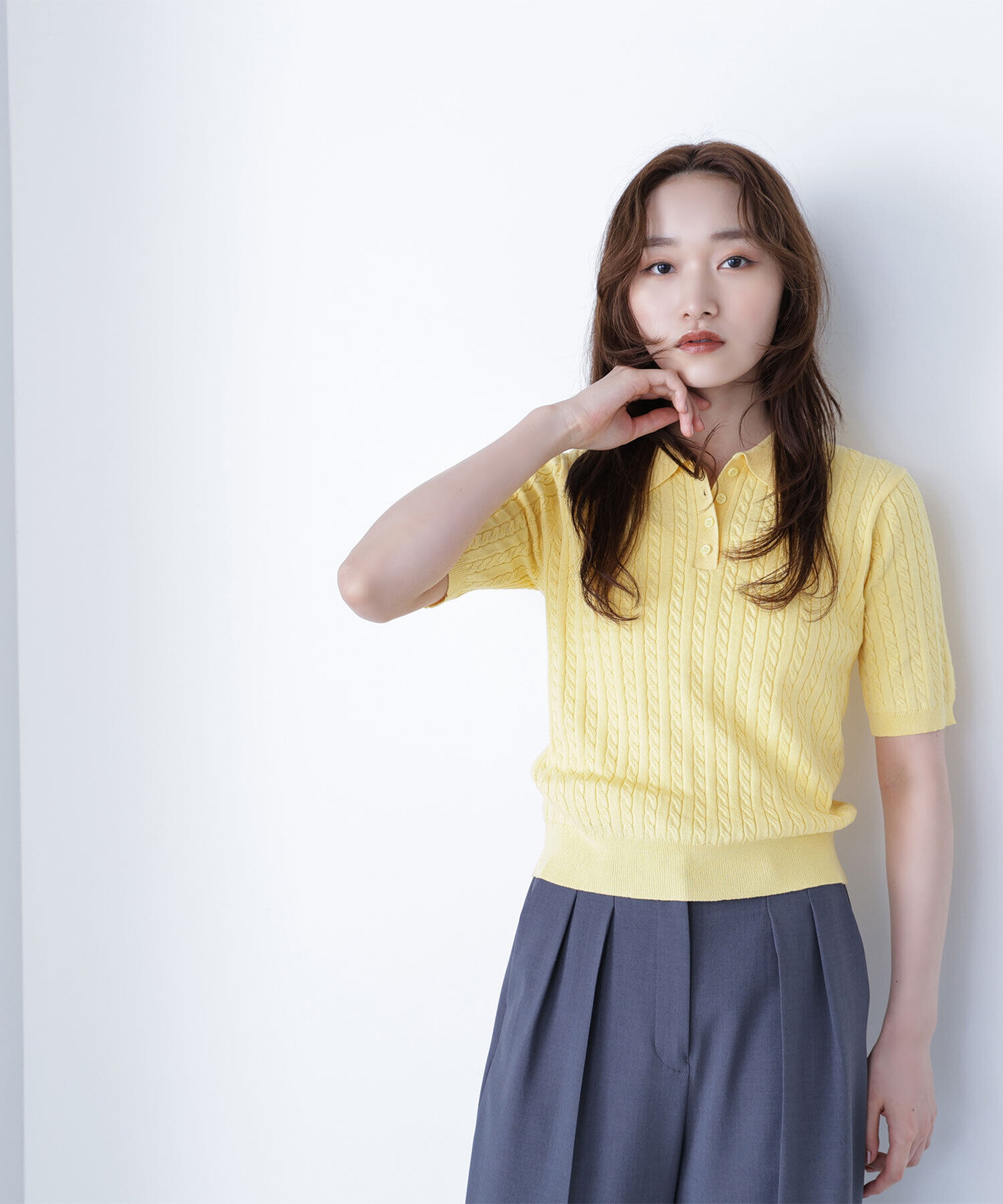  「ケーブルポロニット」|ニット・セーター|