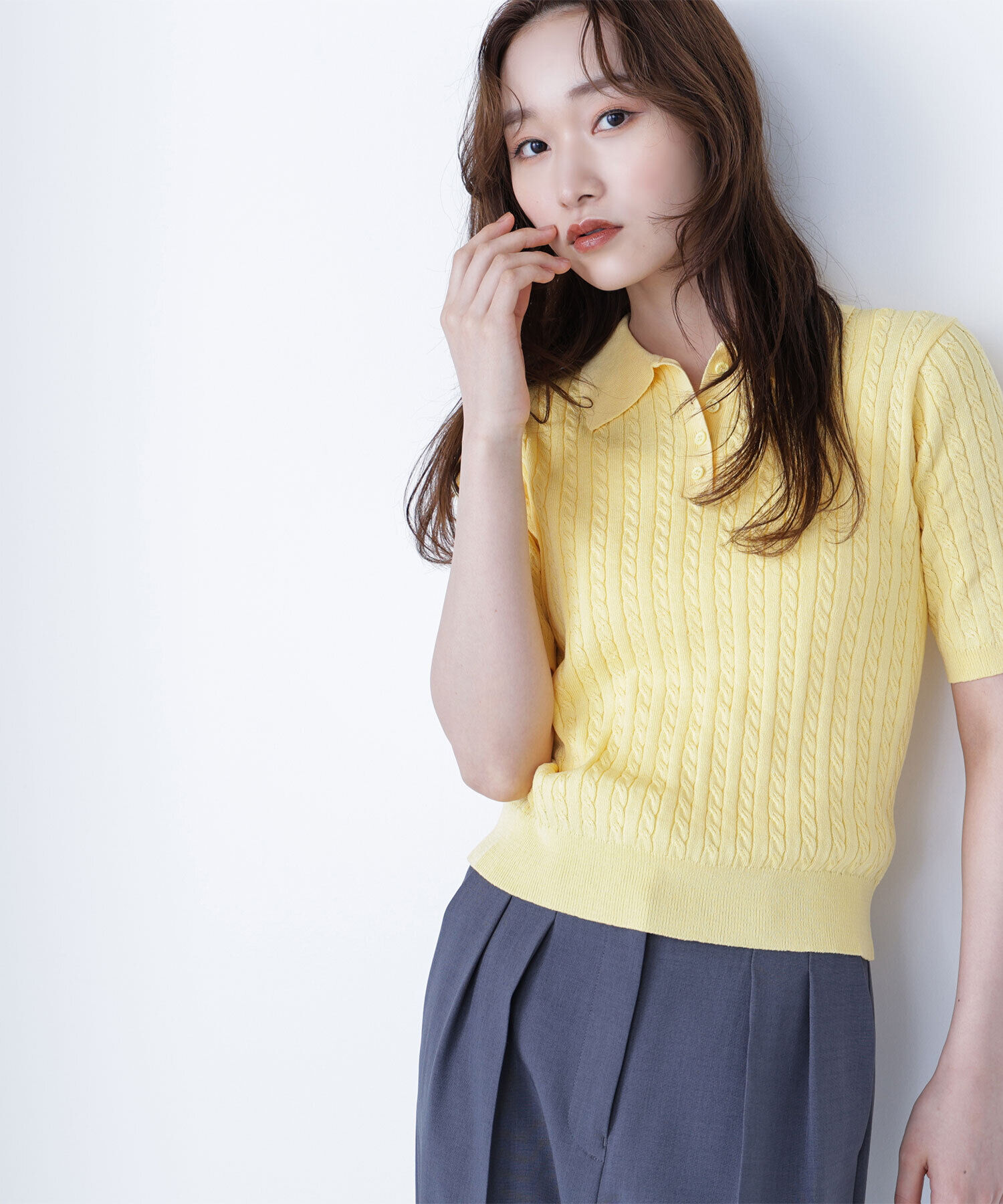  「ケーブルポロニット」|ニット・セーター|