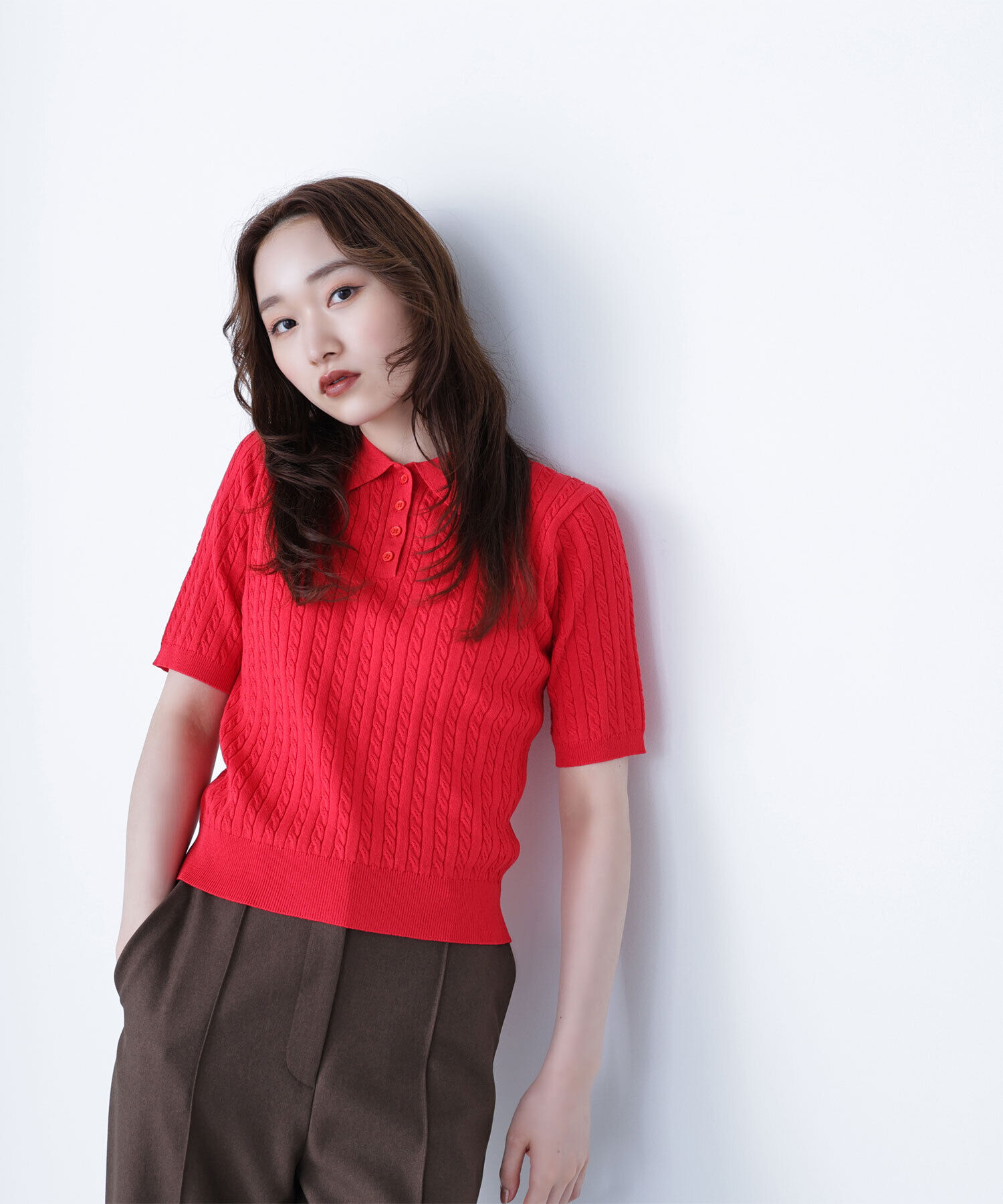  「ケーブルポロニット」|ニット・セーター|