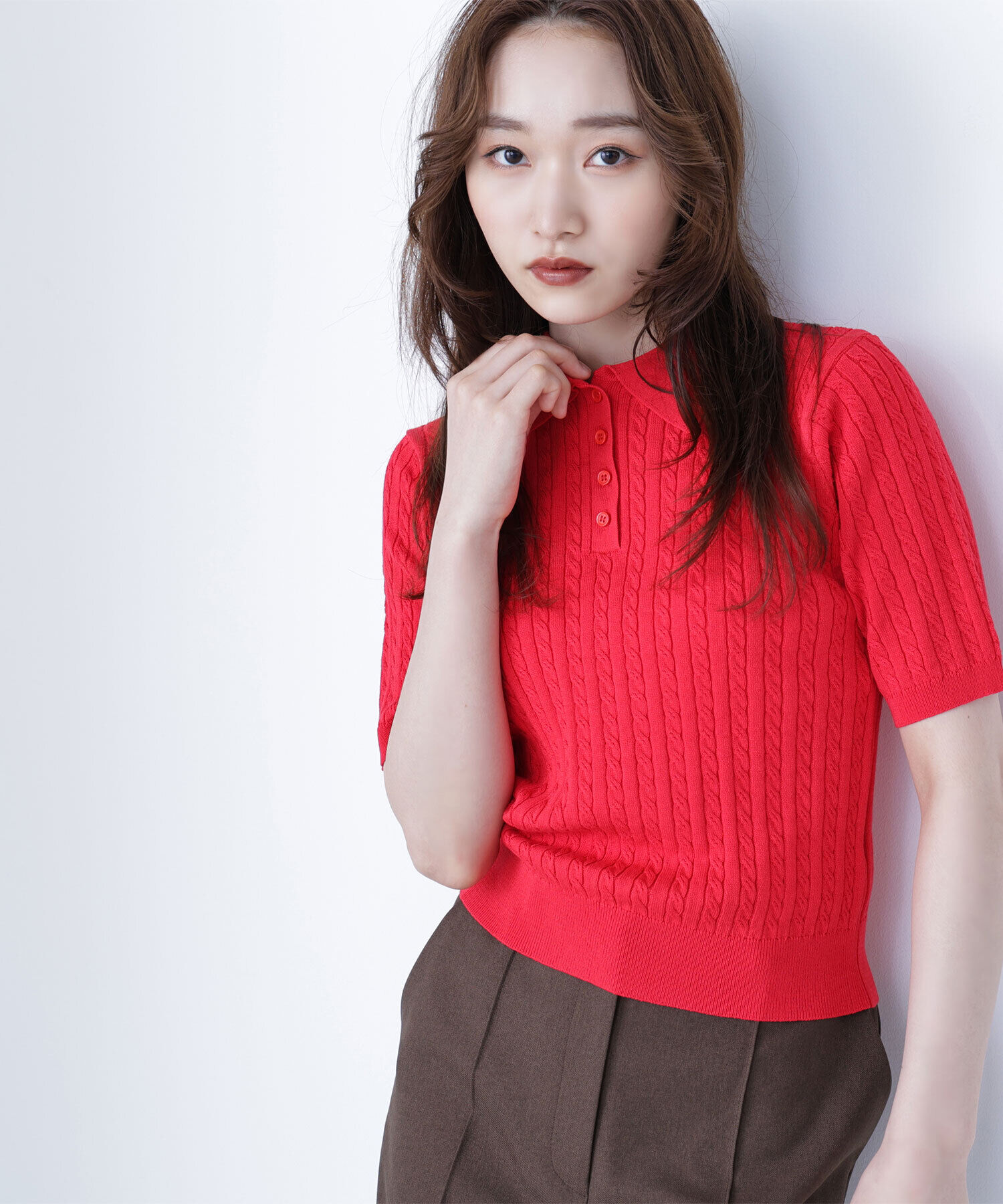  「ケーブルポロニット」|ニット・セーター|