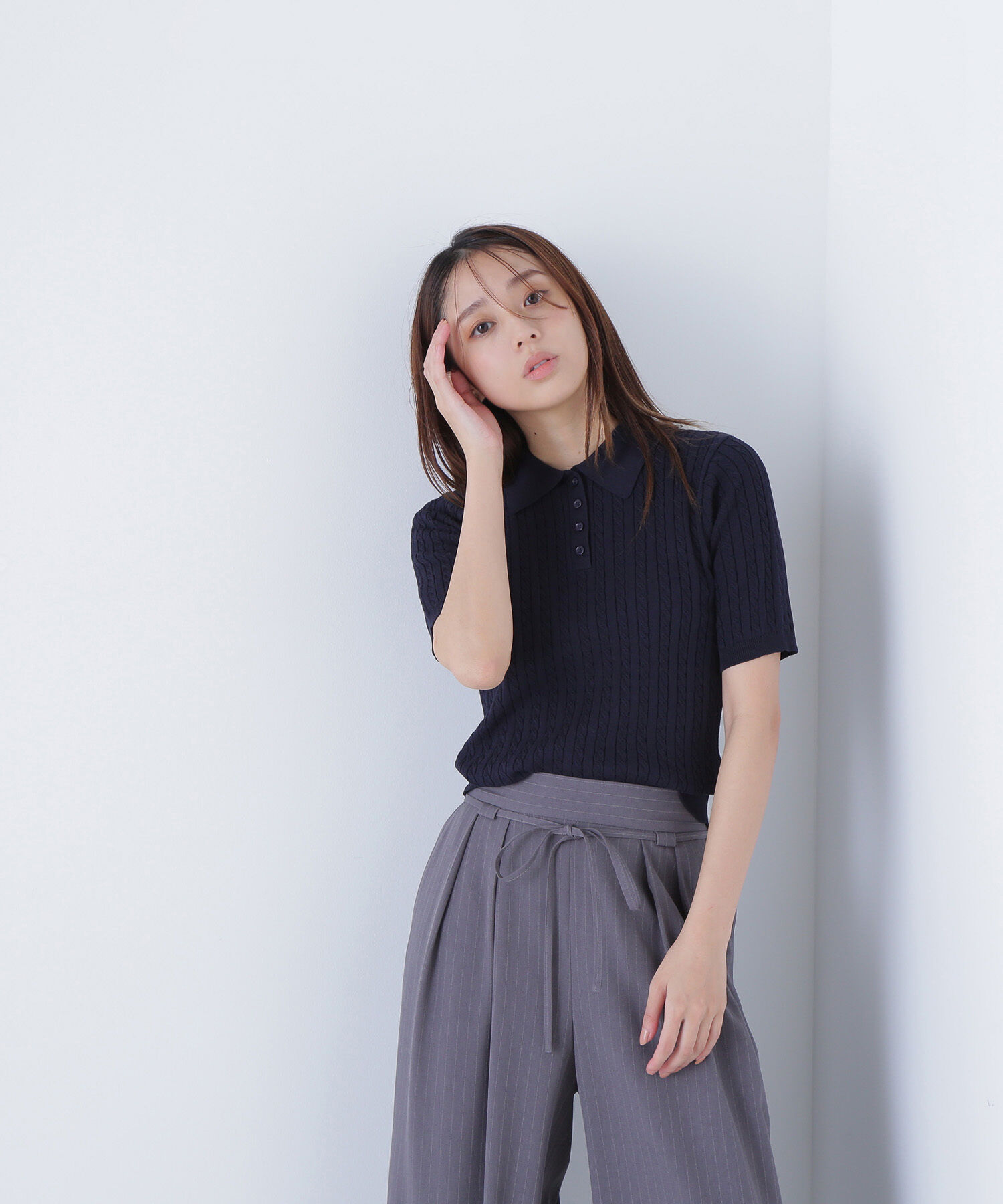  「ケーブルポロニット」|ニット・セーター|