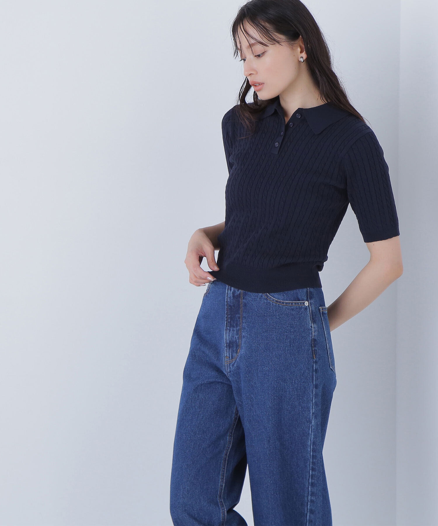  「ケーブルポロニット」|ニット・セーター|