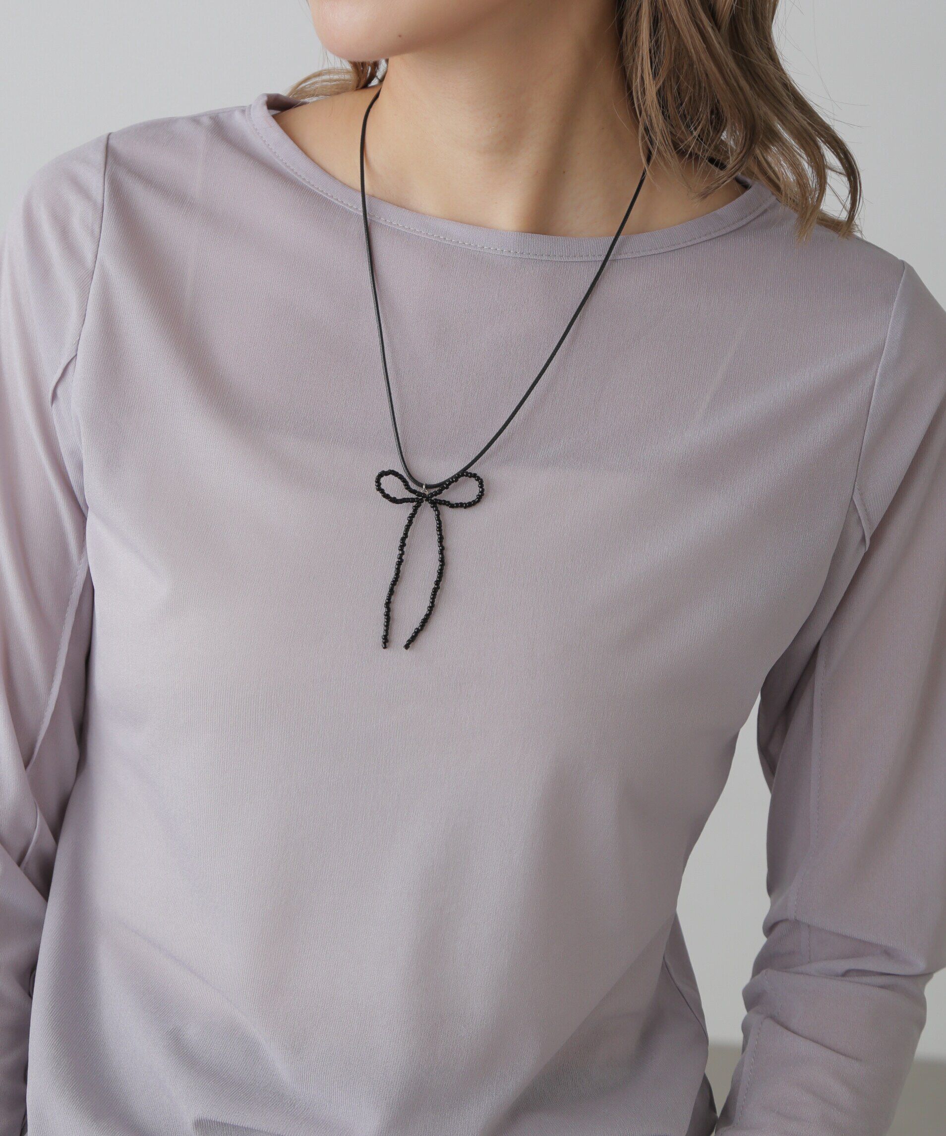  「ロングリボンネックレス」|その他|ブラック