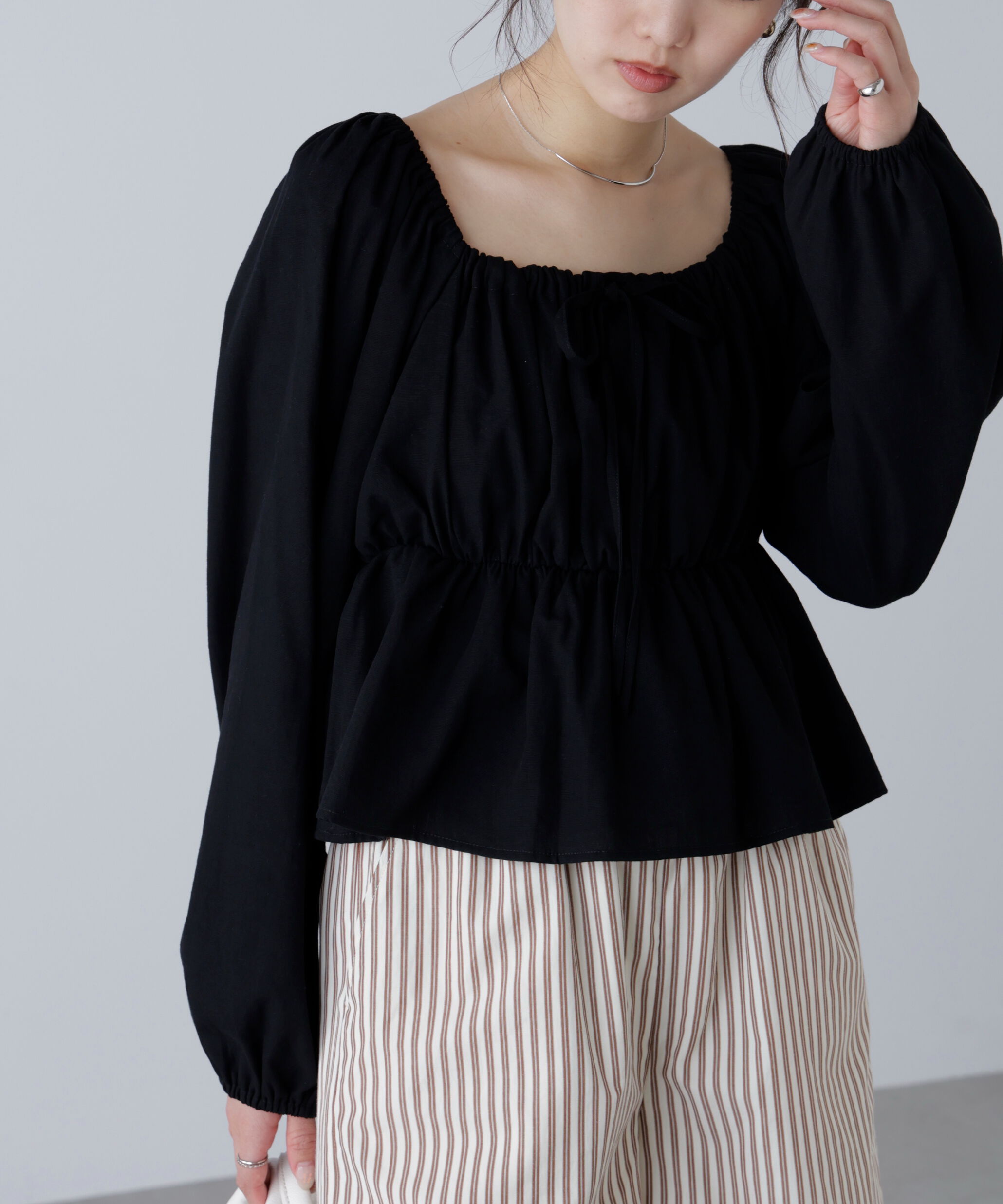  「ペプラムスクエアネックブラウス」|シャツ・ブラウス|