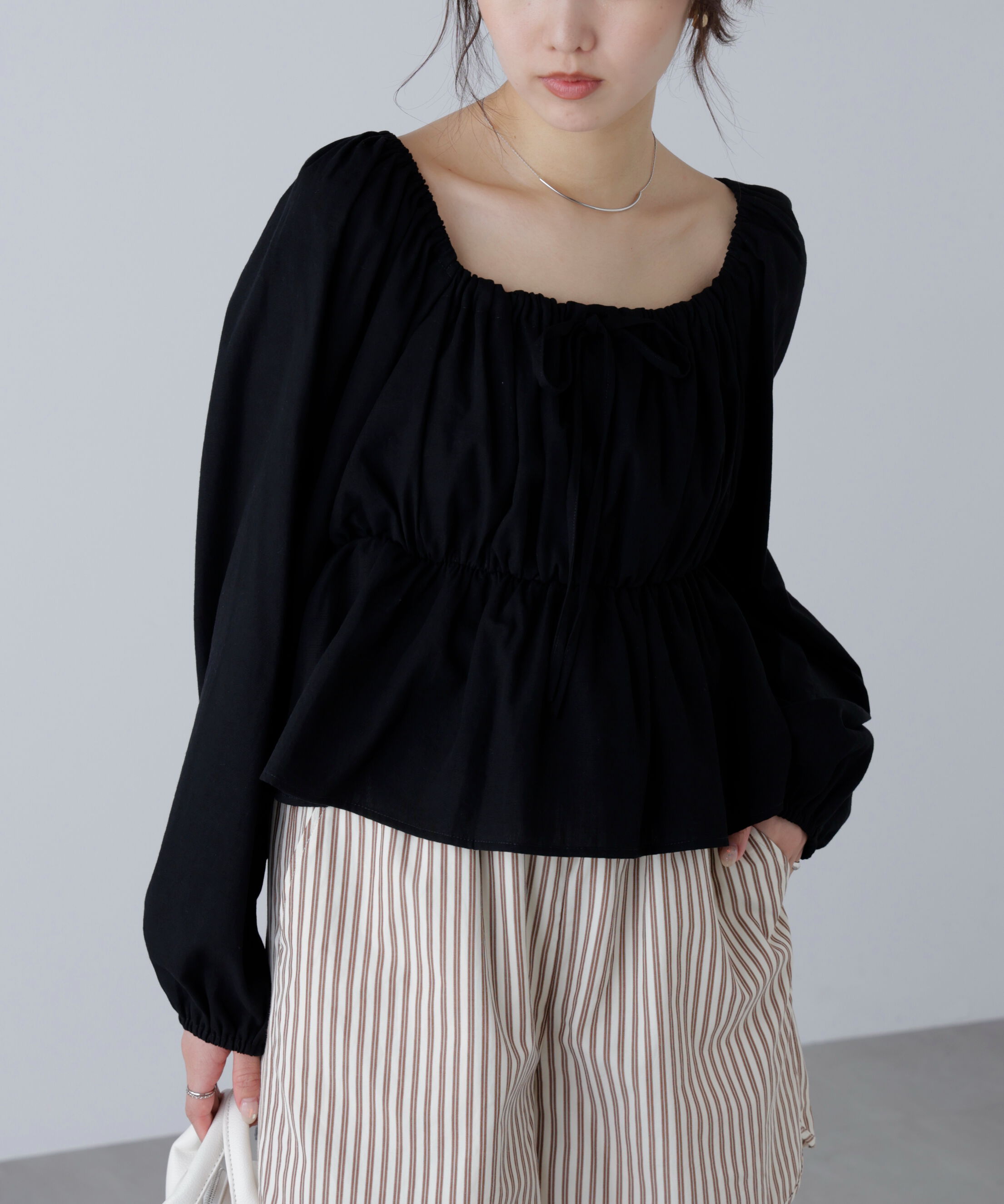  「ペプラムスクエアネックブラウス」|シャツ・ブラウス|