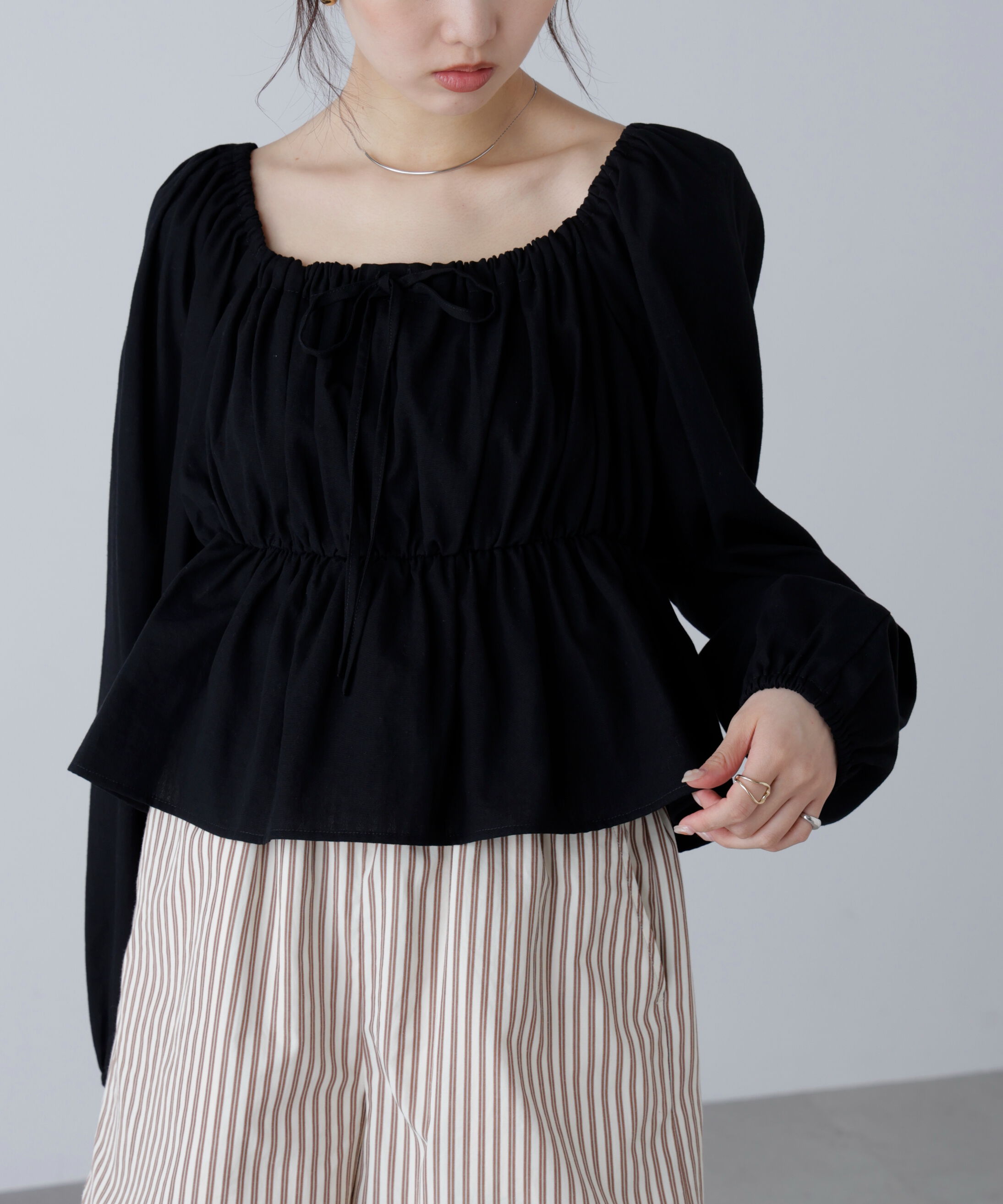  「ペプラムスクエアネックブラウス」|シャツ・ブラウス|