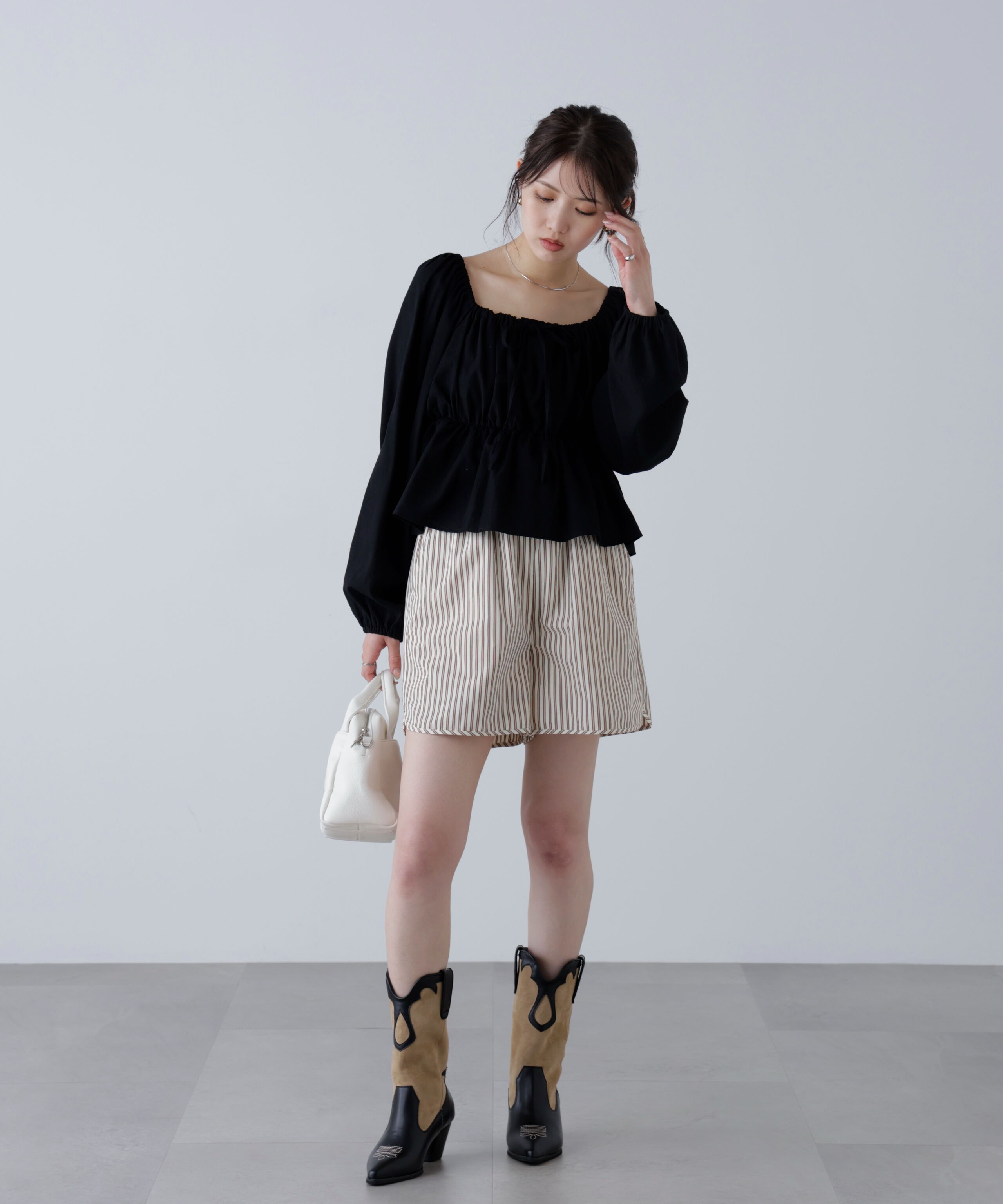  「ペプラムスクエアネックブラウス」|シャツ・ブラウス|