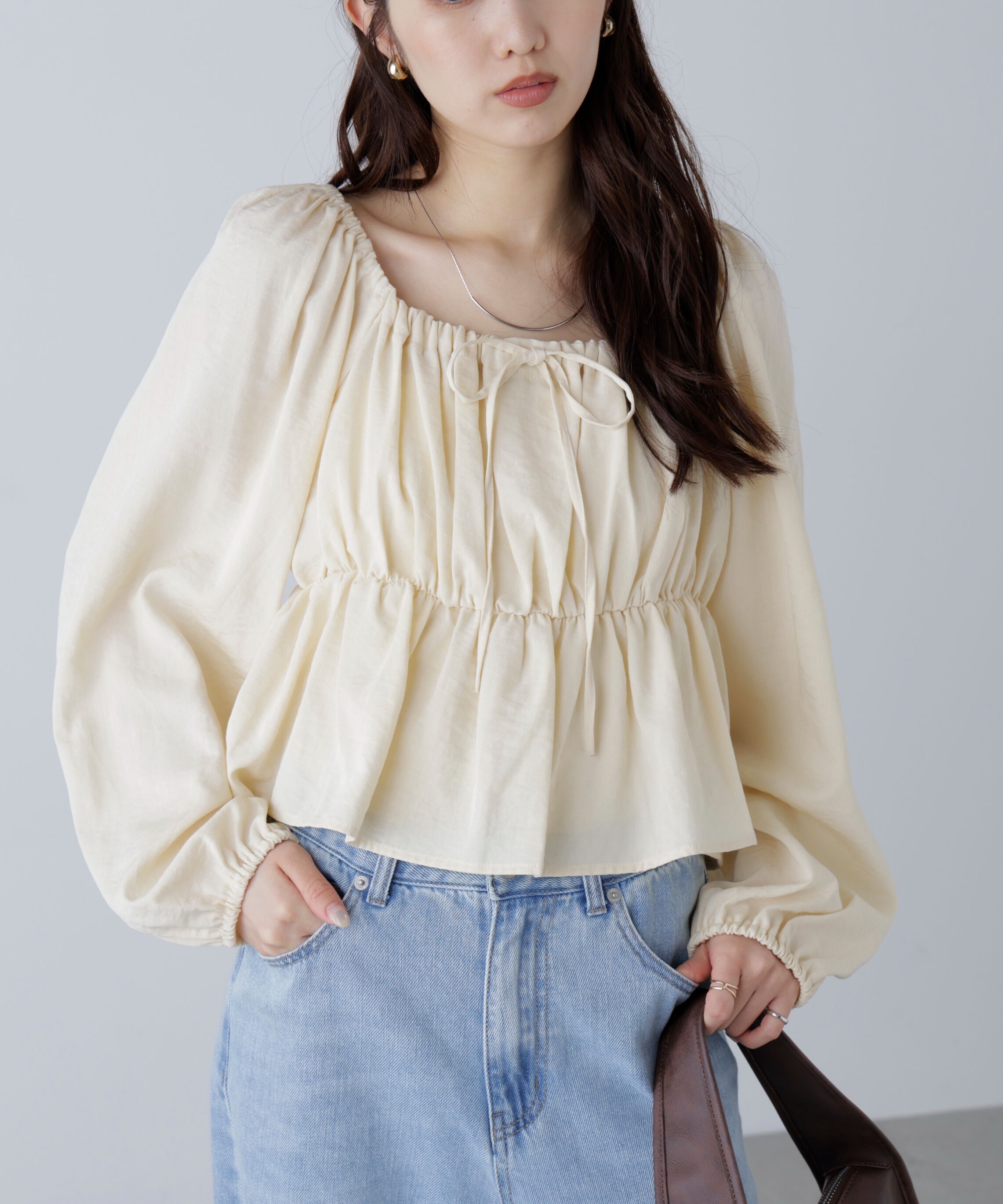  「ペプラムスクエアネックブラウス」|シャツ・ブラウス|オフ
