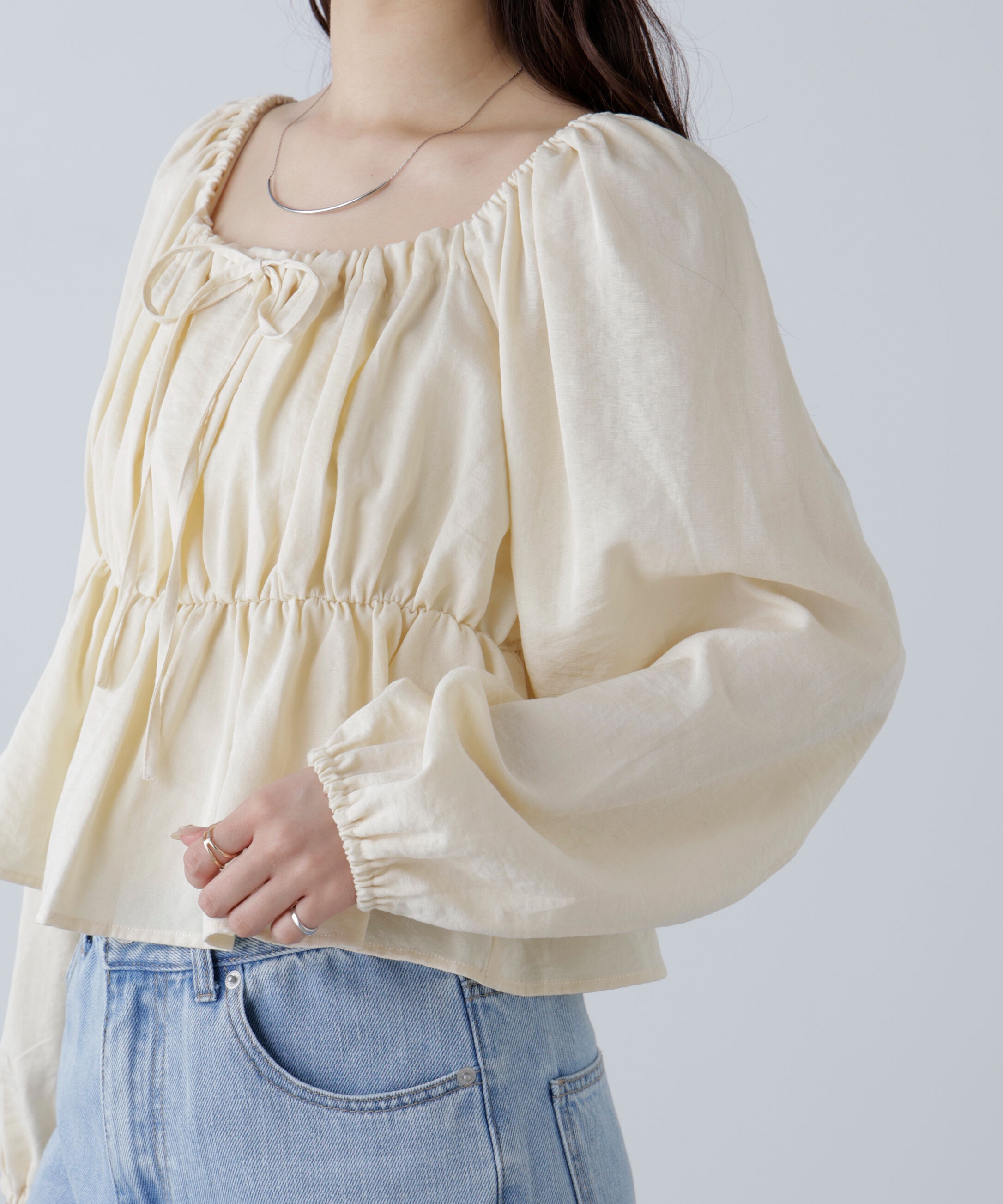  「ペプラムスクエアネックブラウス」|シャツ・ブラウス|