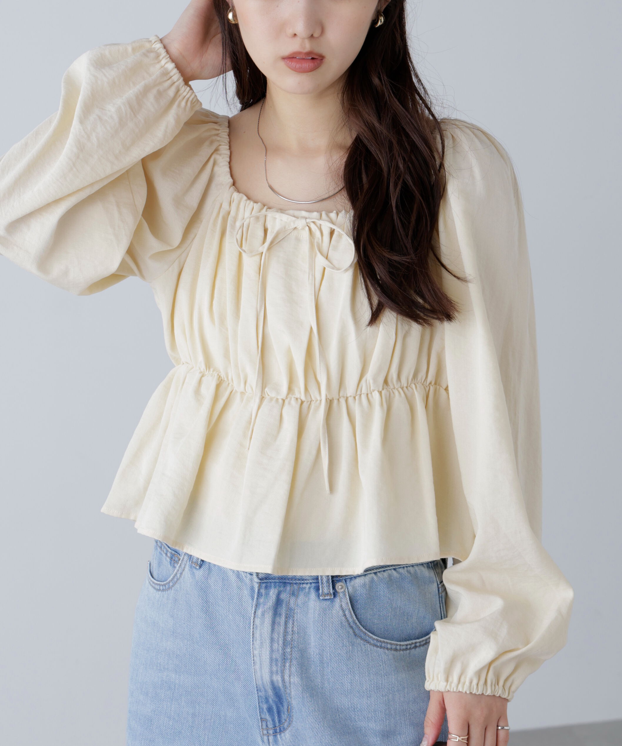 「ペプラムスクエアネックブラウス」|シャツ・ブラウス|