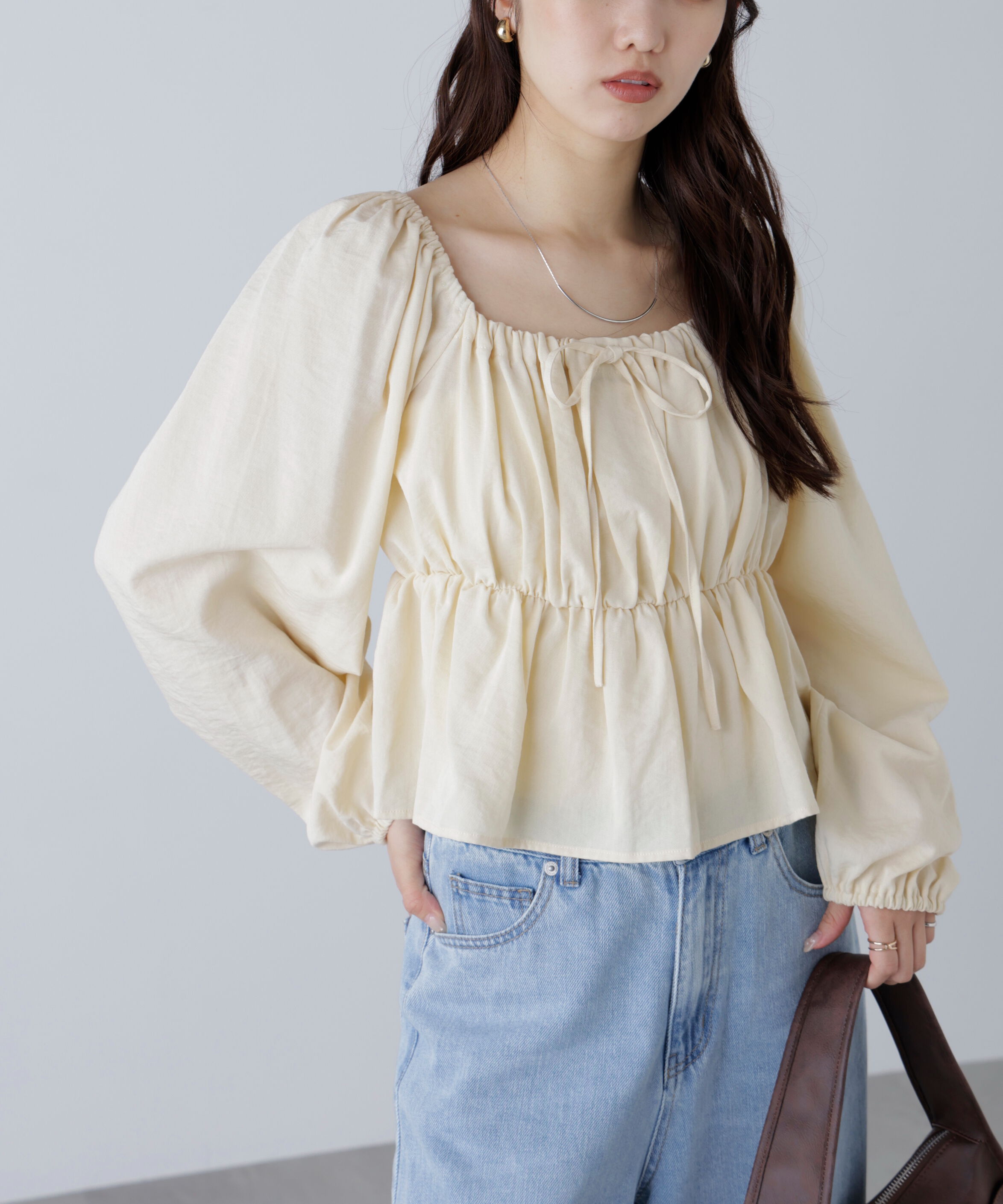  「ペプラムスクエアネックブラウス」|シャツ・ブラウス|