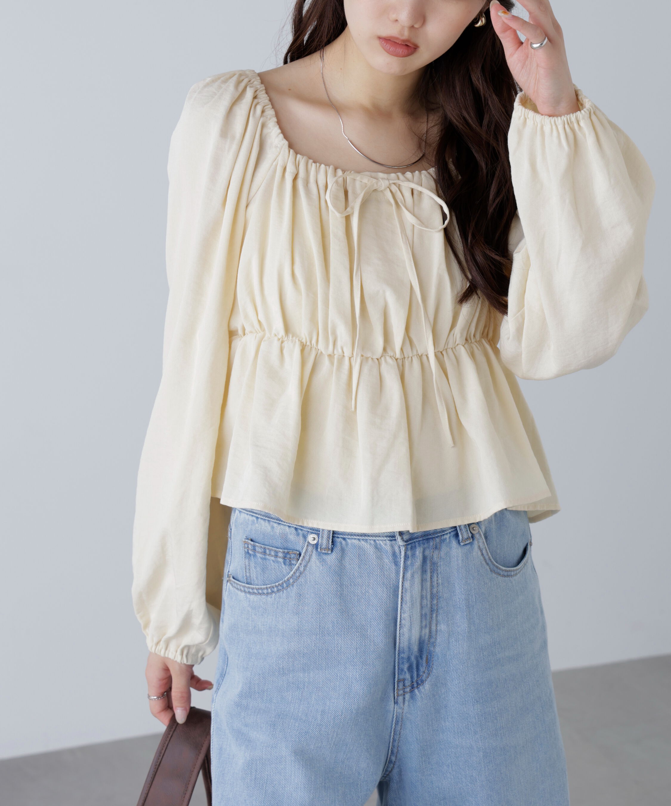  「ペプラムスクエアネックブラウス」|シャツ・ブラウス|