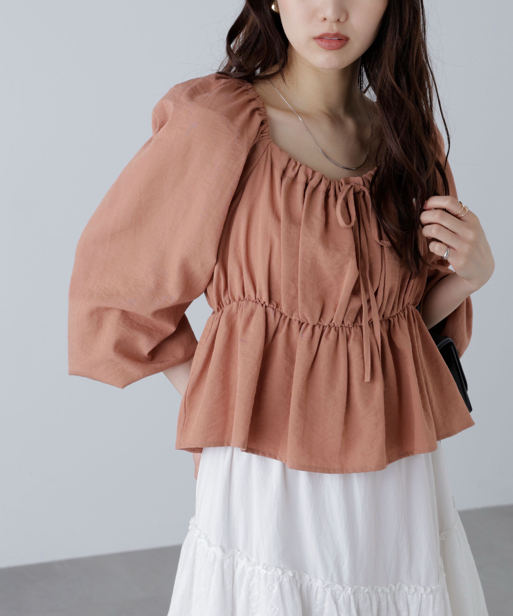  「ペプラムスクエアネックブラウス」|シャツ・ブラウス|