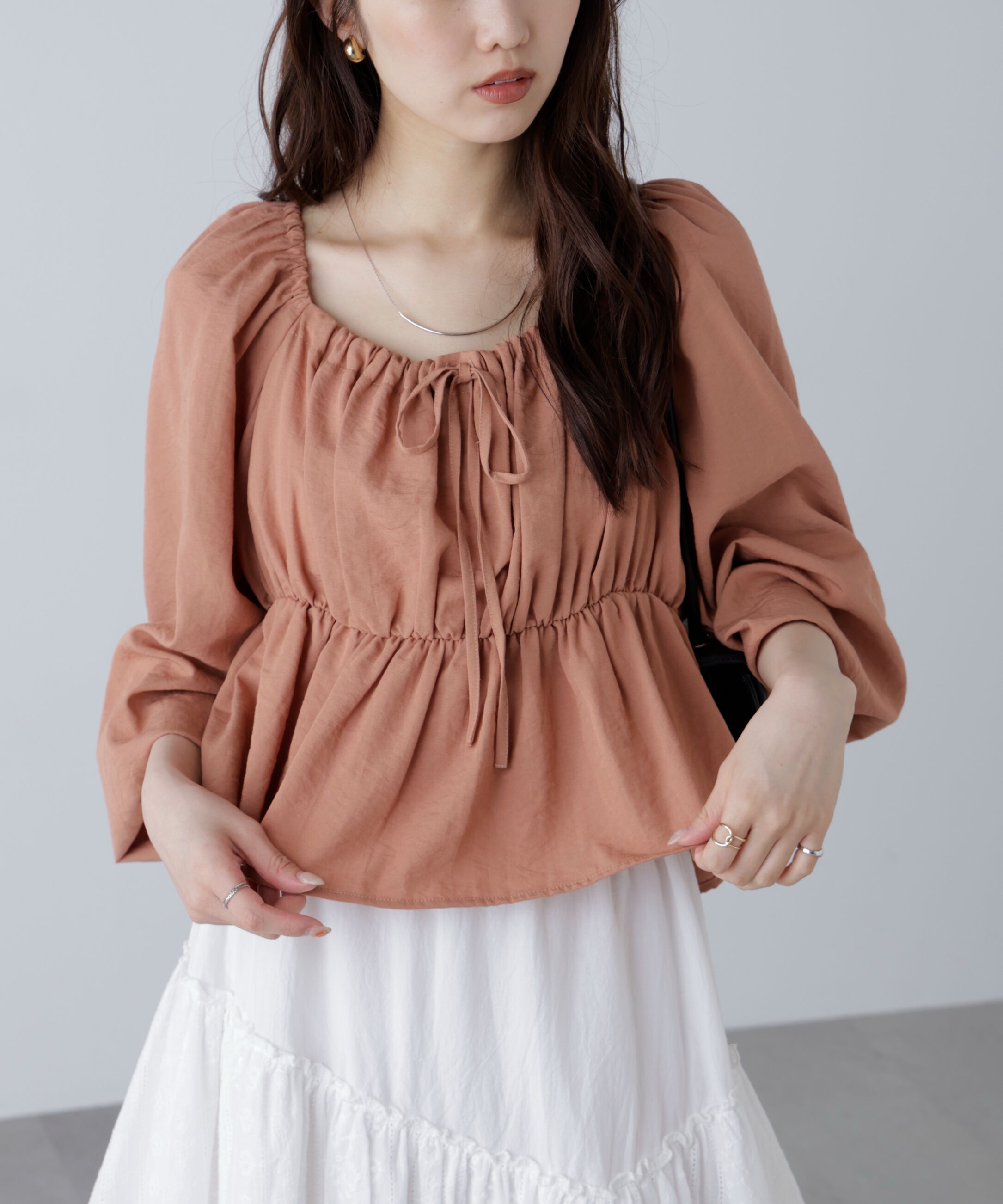  「ペプラムスクエアネックブラウス」|シャツ・ブラウス|
