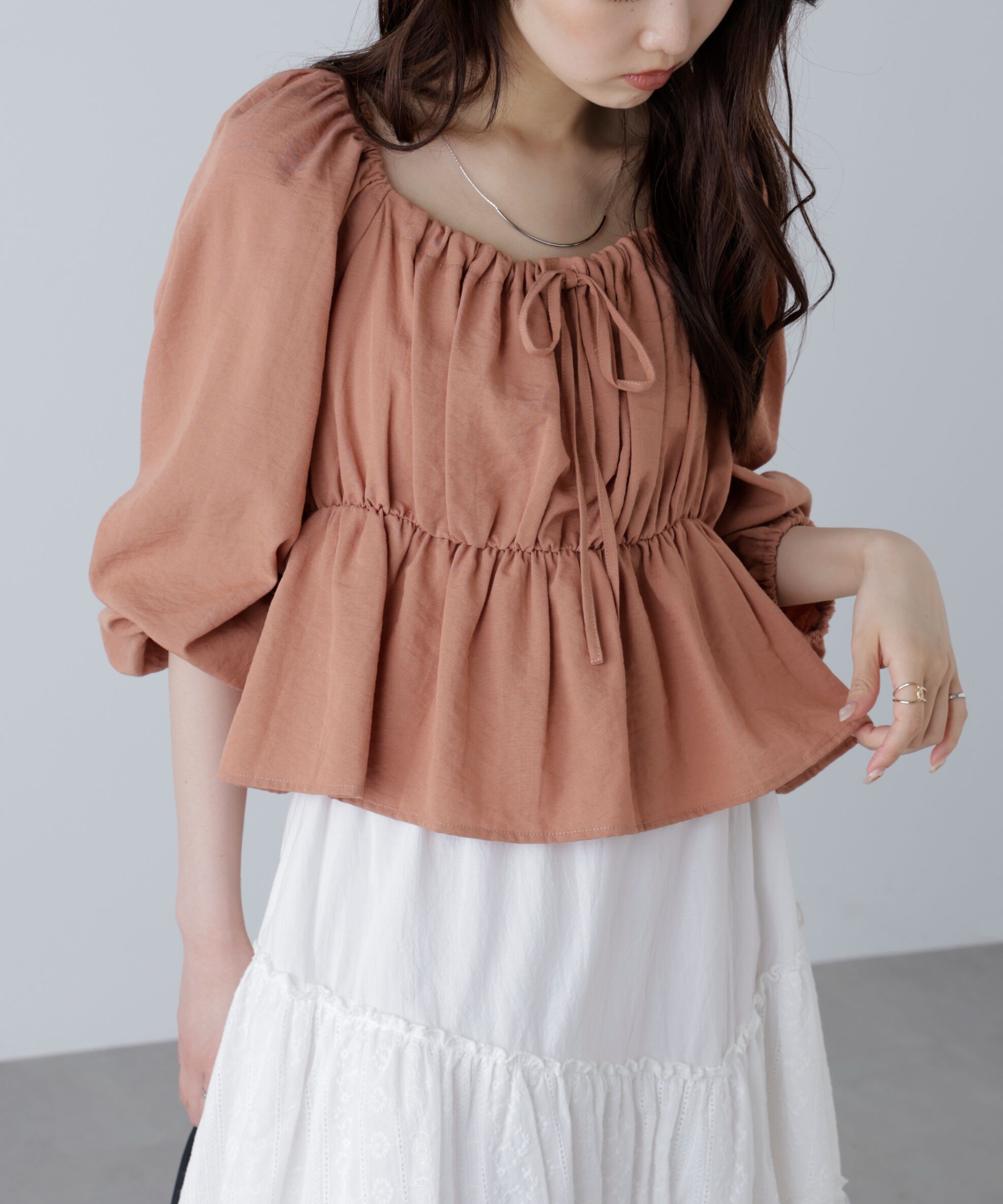  「ペプラムスクエアネックブラウス」|シャツ・ブラウス|