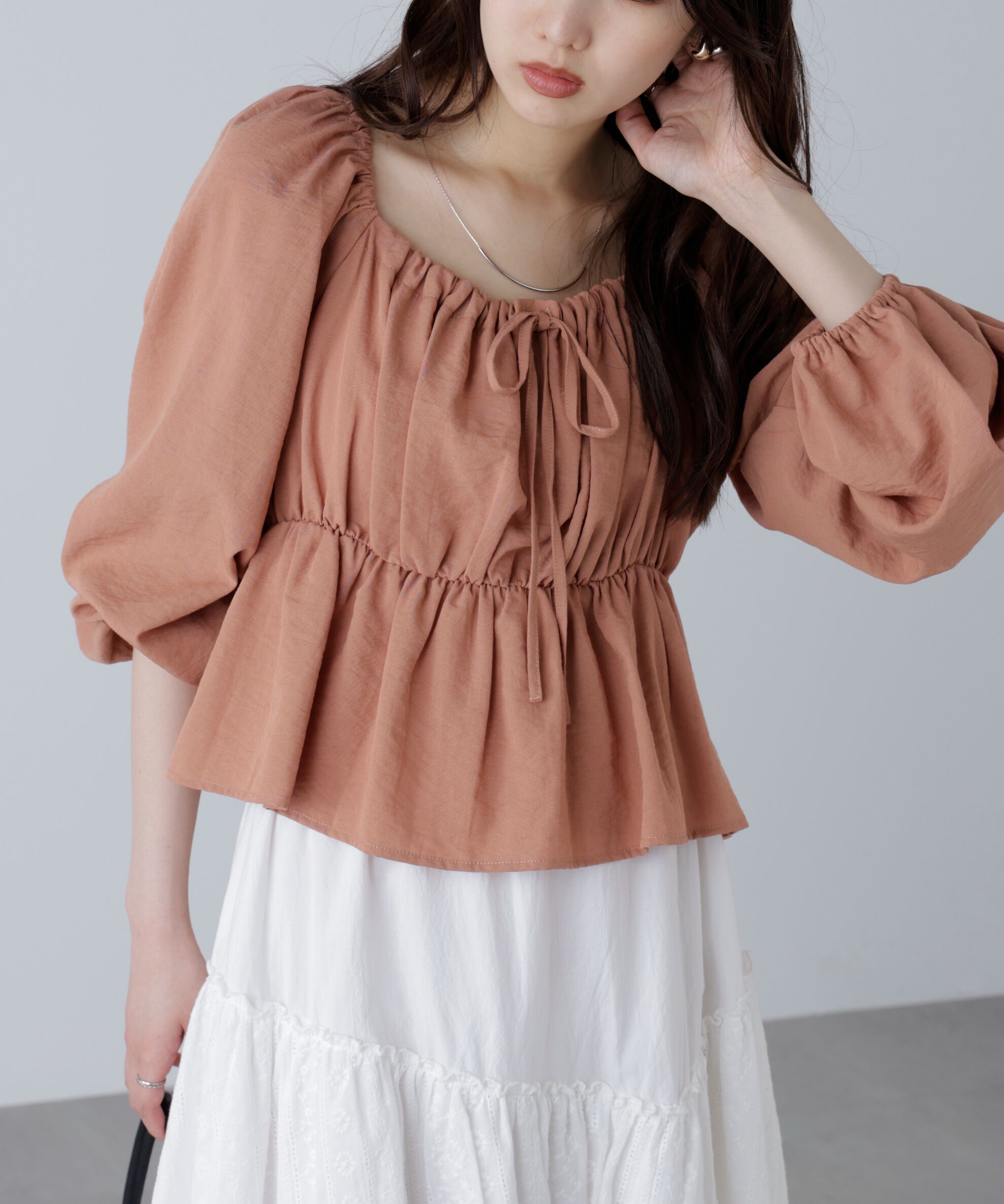 「ペプラムスクエアネックブラウス」|シャツ・ブラウス|