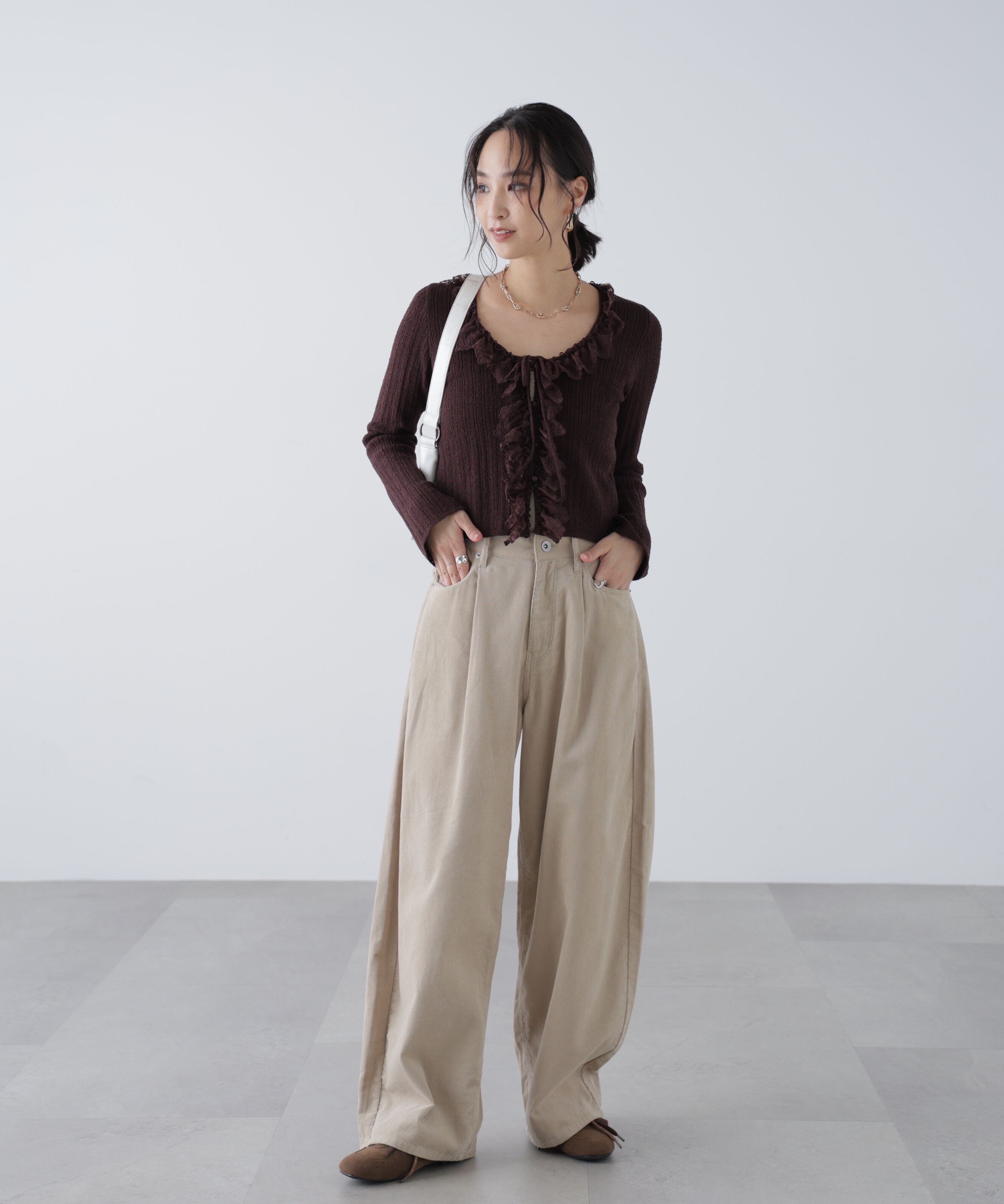  「ミニブークレーフリルレースカーディガン」|ニット・セーター|