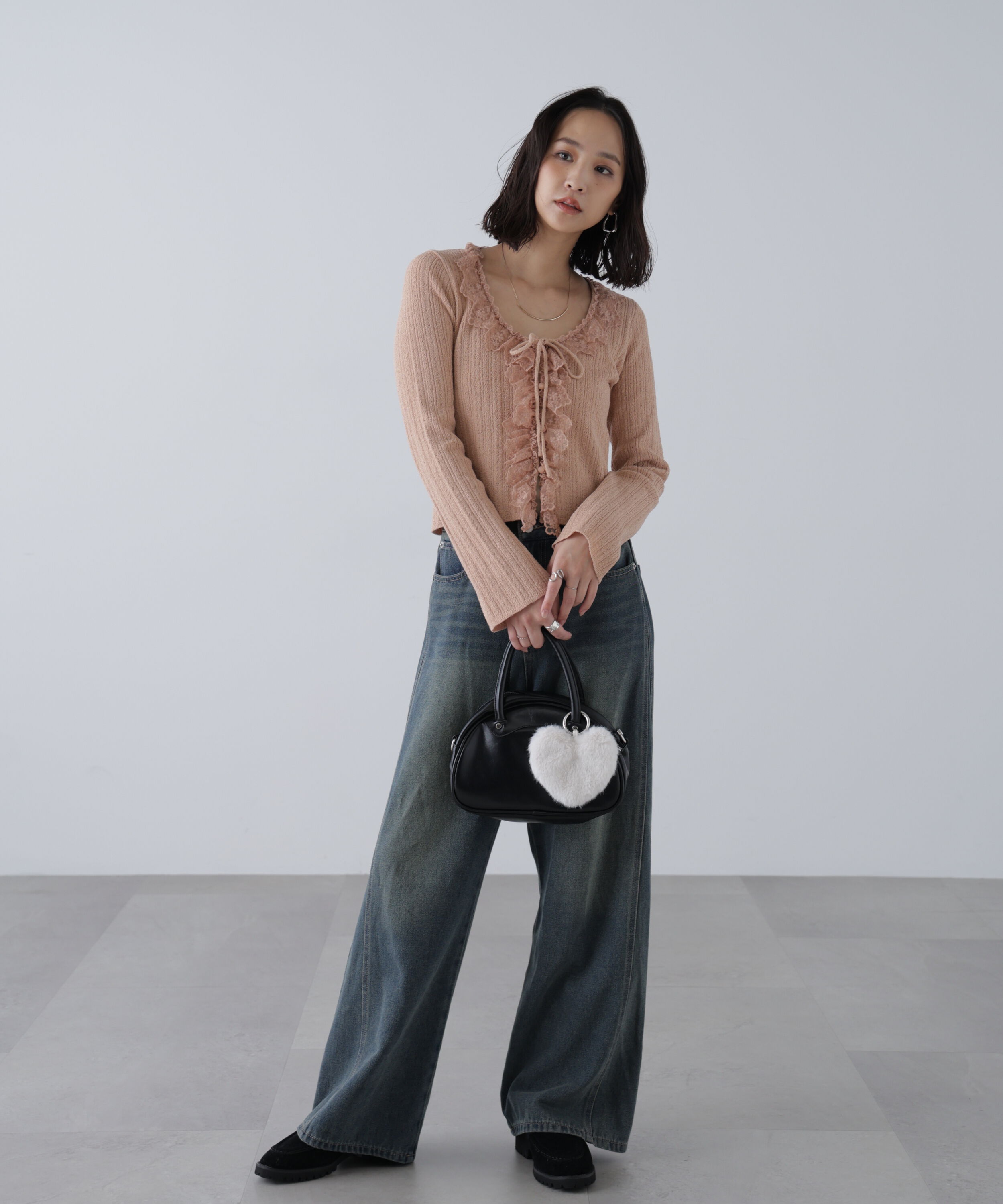  「ミニブークレーフリルレースカーディガン」|ニット・セーター|