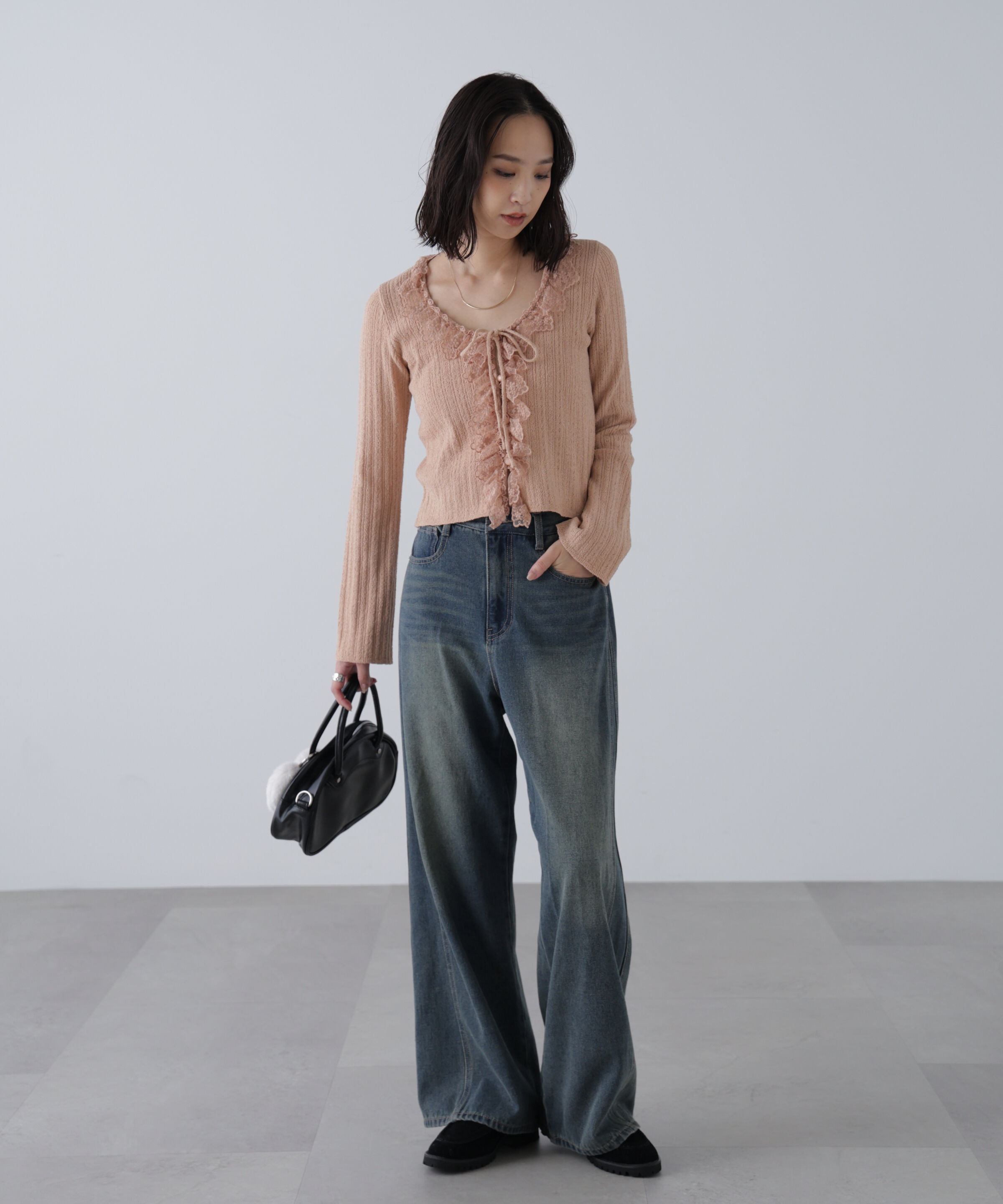  「ミニブークレーフリルレースカーディガン」|ニット・セーター|