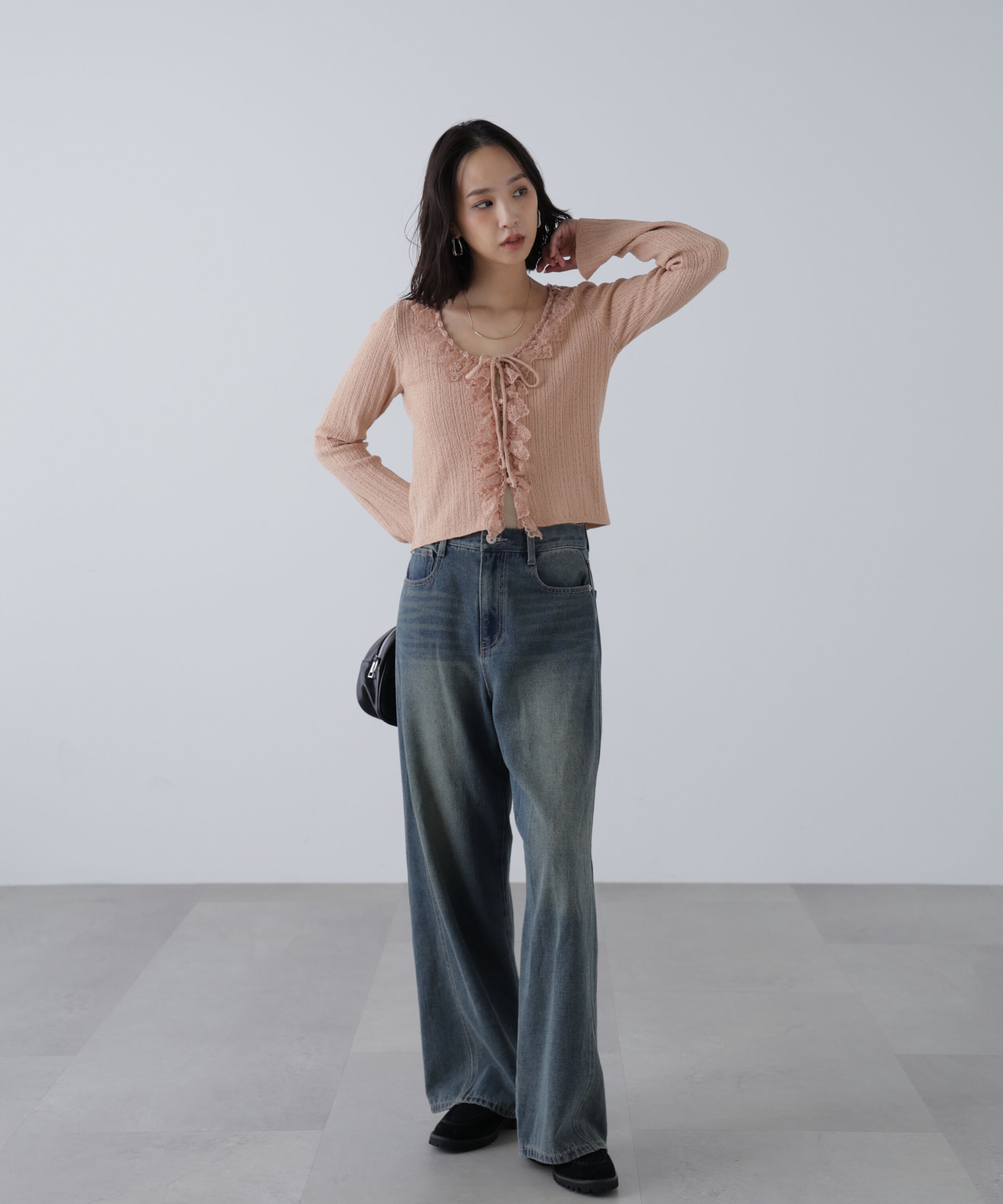  「ミニブークレーフリルレースカーディガン」|ニット・セーター|