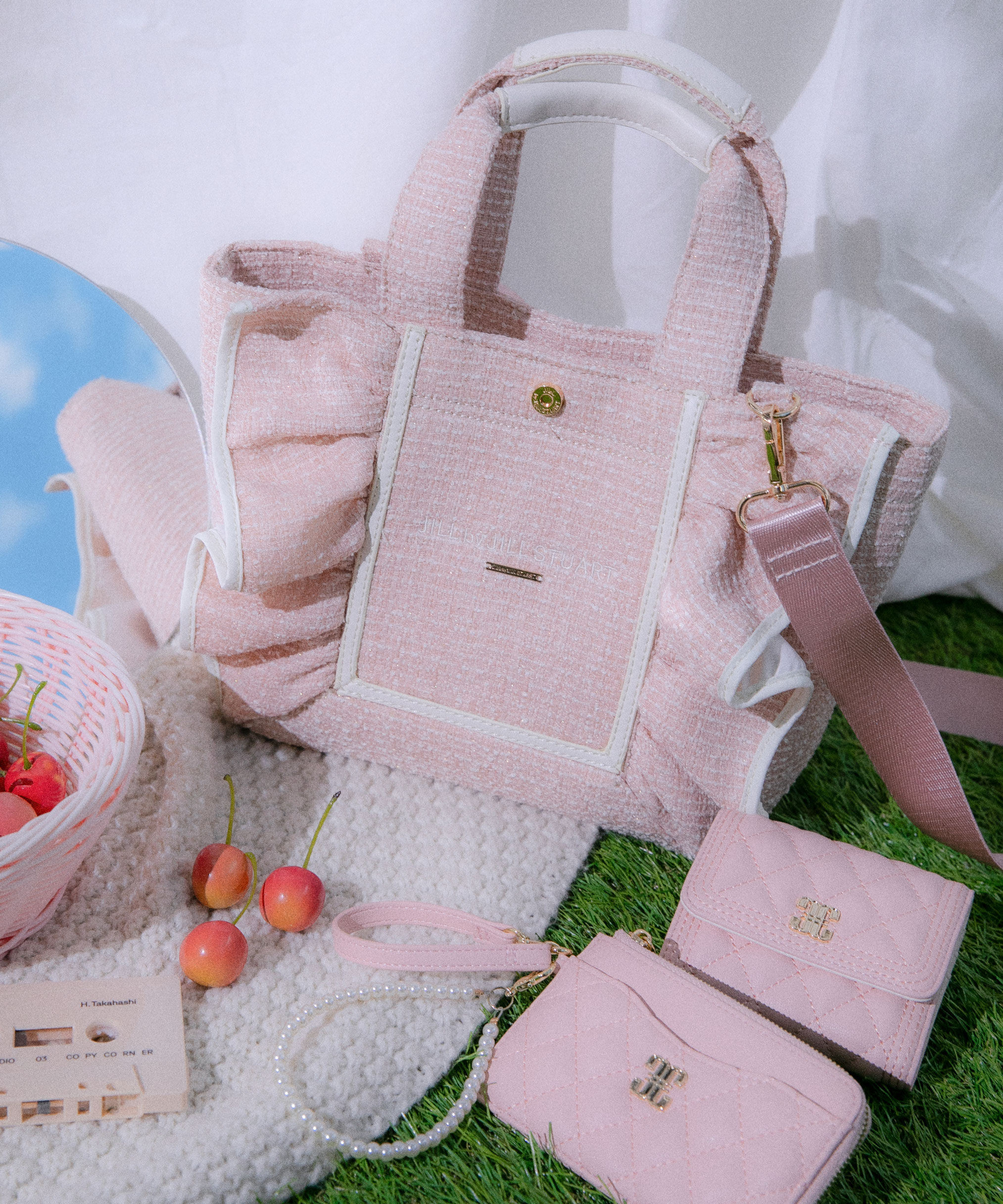  「パステルツイードフレームフリルトートバッグ」|その他|